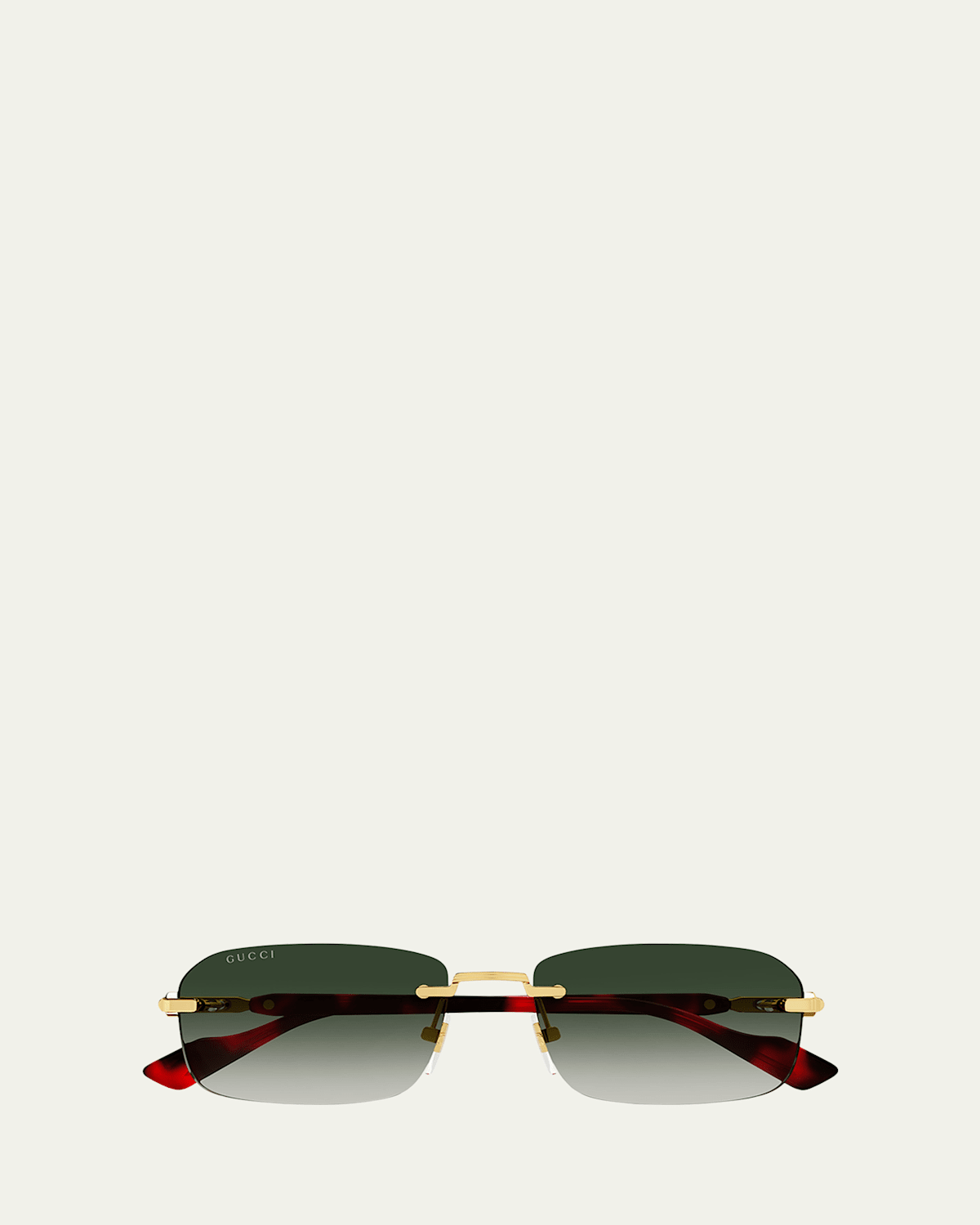 Gucci Men's Gg1221sm Rimless Metal Rectangle Sunglasses In Shiny Yellow Gold