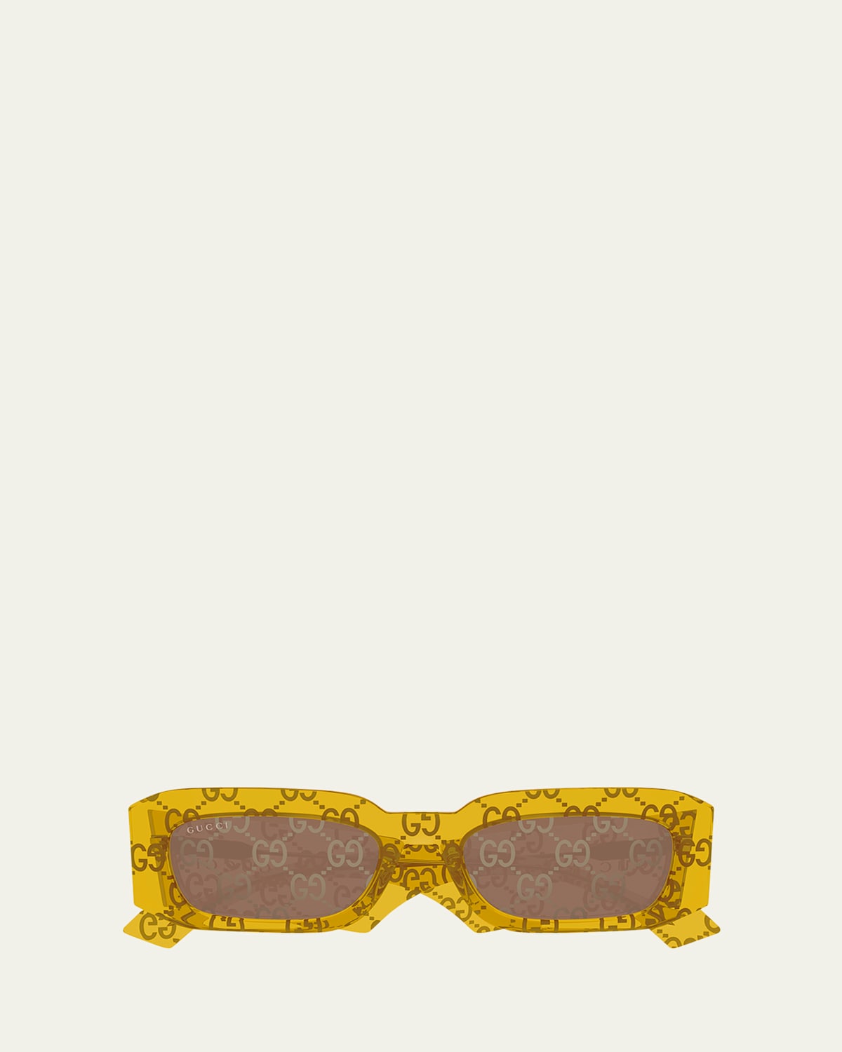 Gucci Men's Gg1426sm Gg Acetate Rectangle Sunglasses In Shiny Crystal Amber Yellow