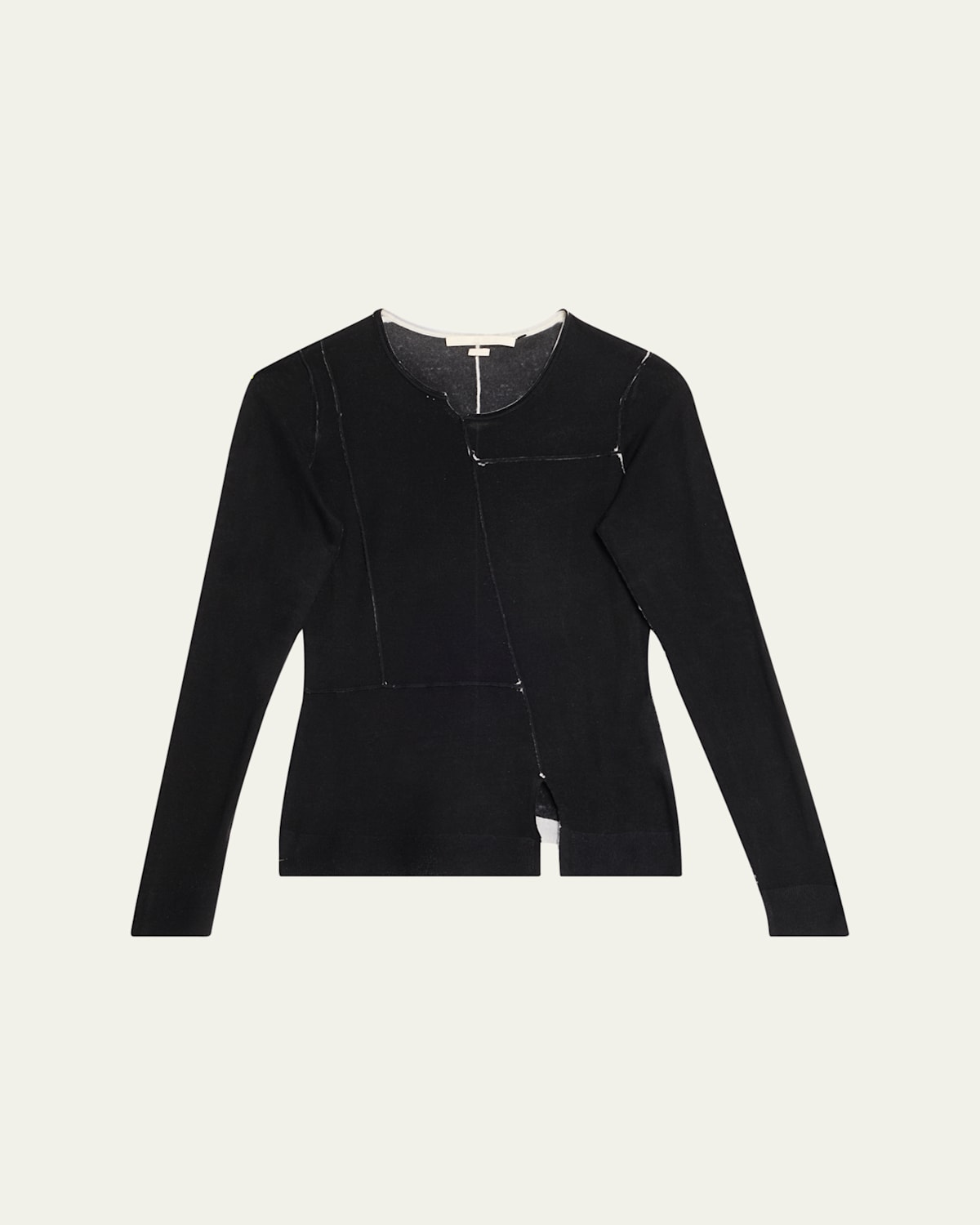 Paneled Merino Wool Printed Sweater