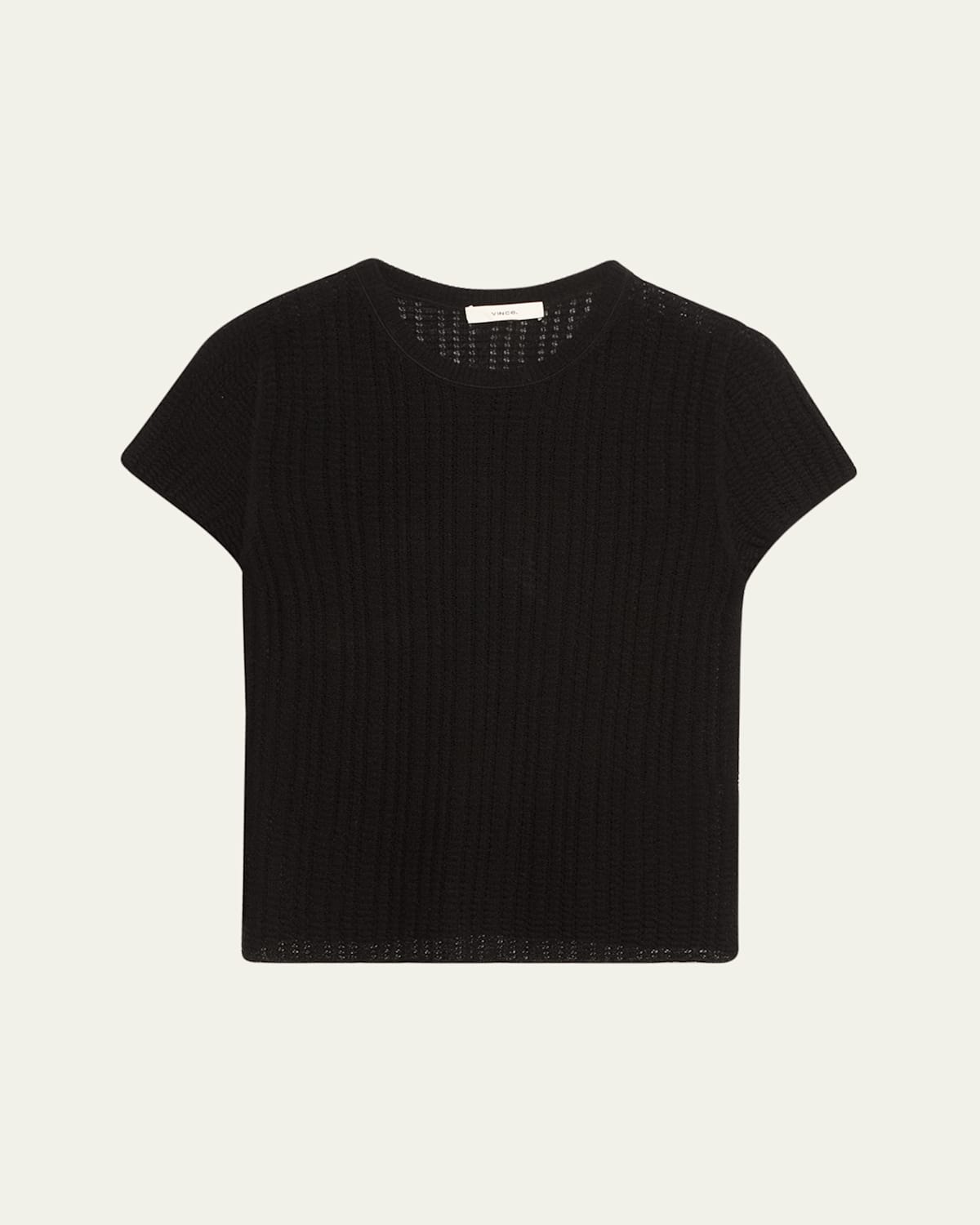 Vince Crewneck Waffle-knit Top In Black
