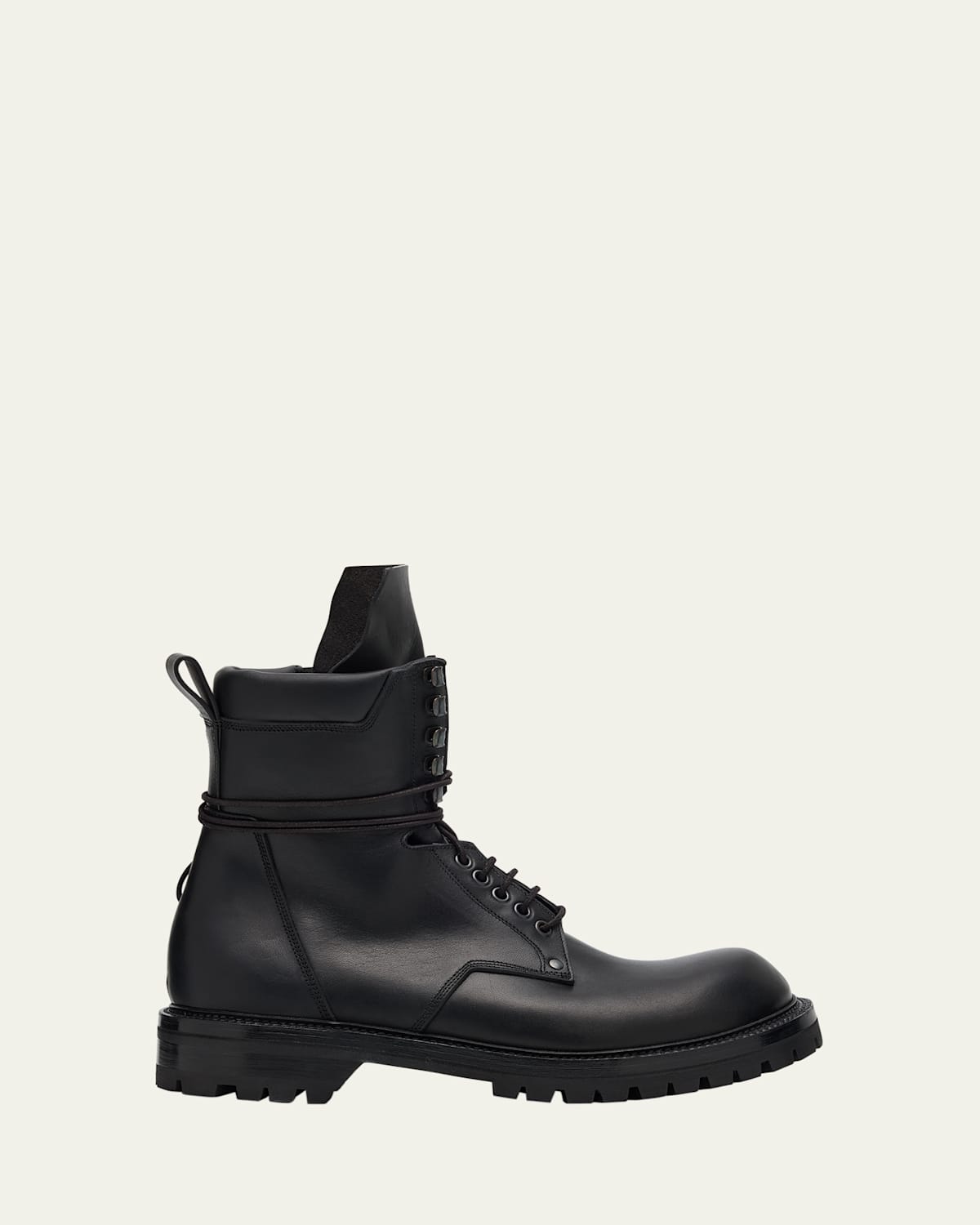 Rick Owens Army Leather Chunky Sole Low Boot In Black