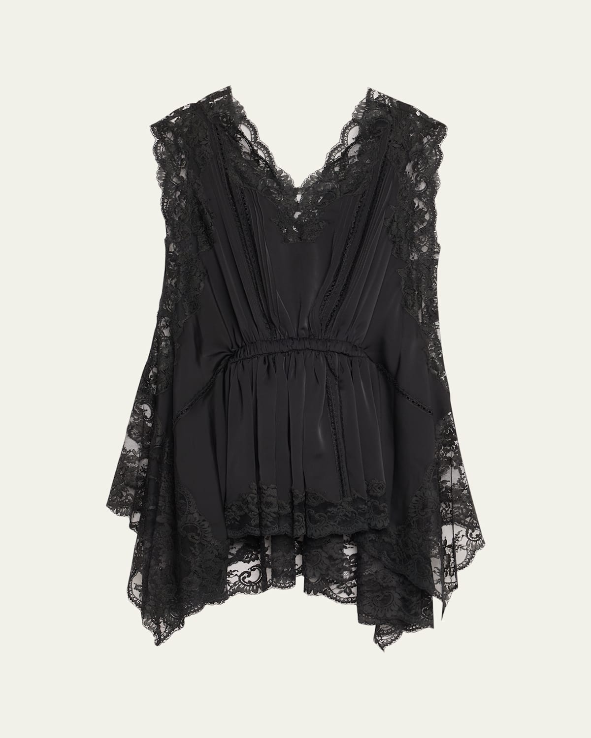 V-Neck Lace Ruched Mini Dress