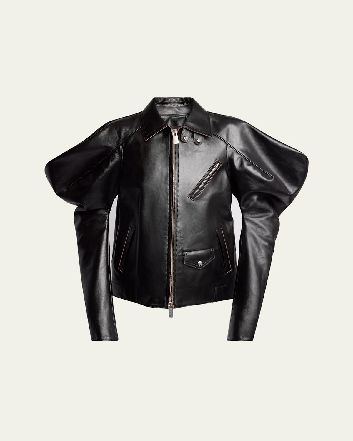 SACAI WIDE SLEEVE LEATHER JACKET 