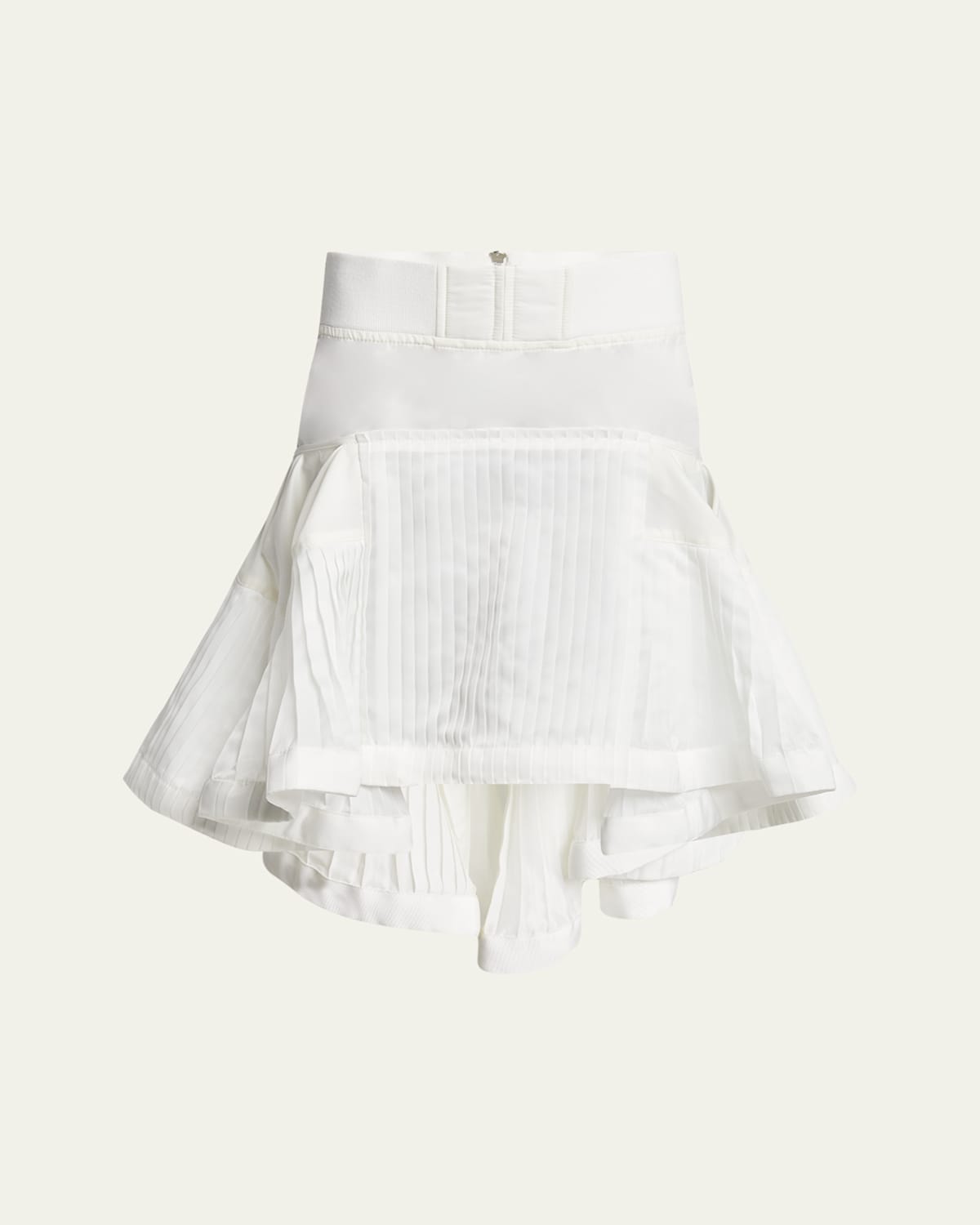 Sacai Multi Pleated High-low Skirt In Off White