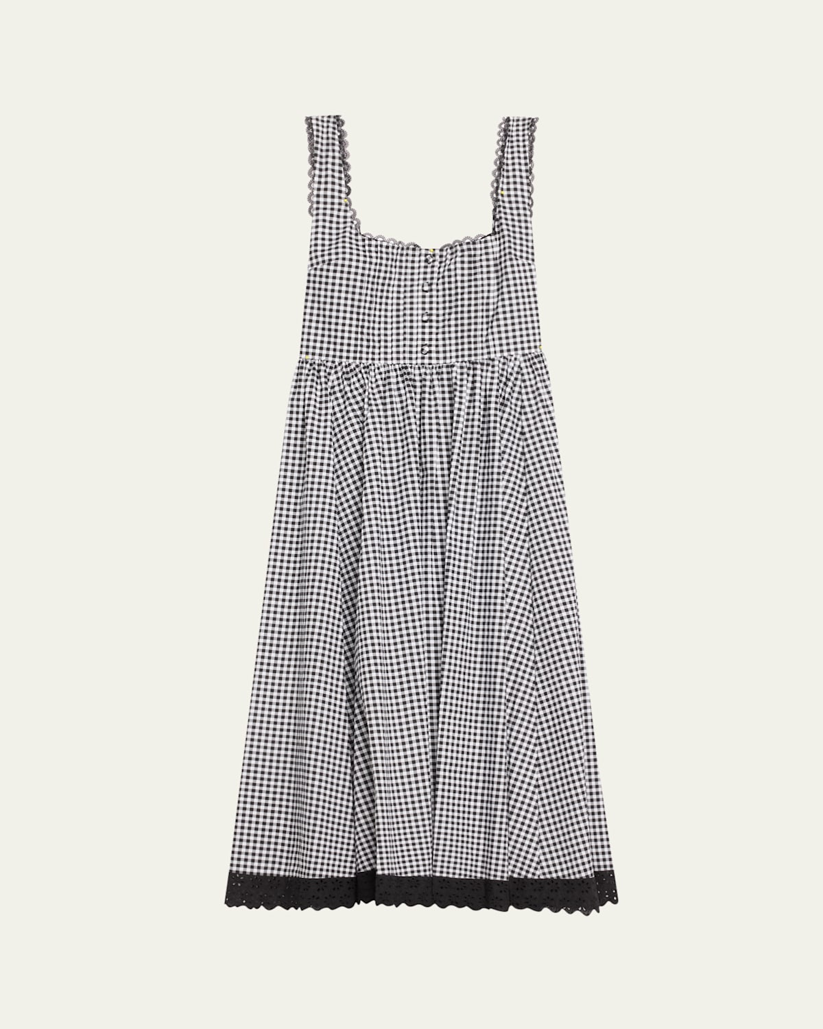 Alanna Gingham Lace-Trim Midi Dress