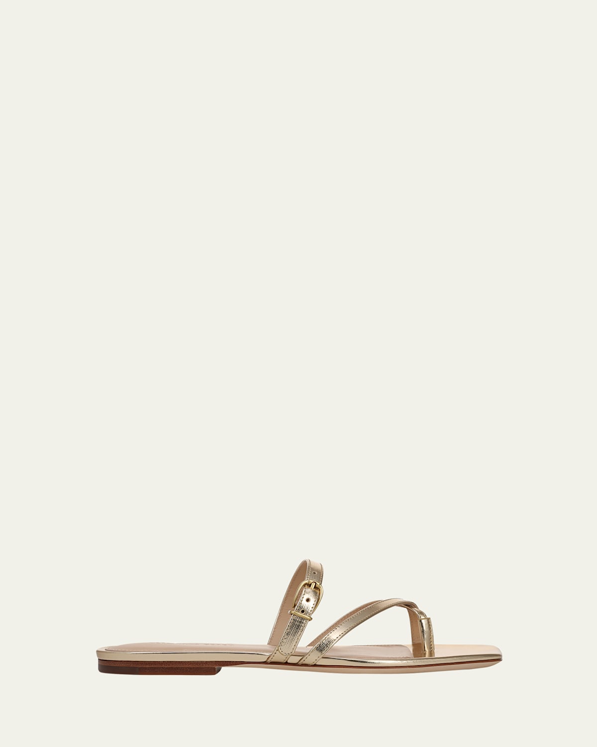 Marthe Metallic Crisscross Buckle Flat Slide Sandals
