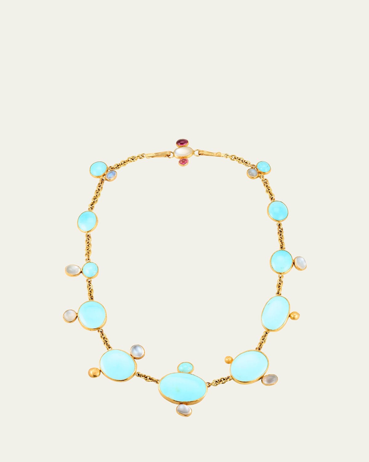 Pale Persian Turquoise and Moonstone Necklace