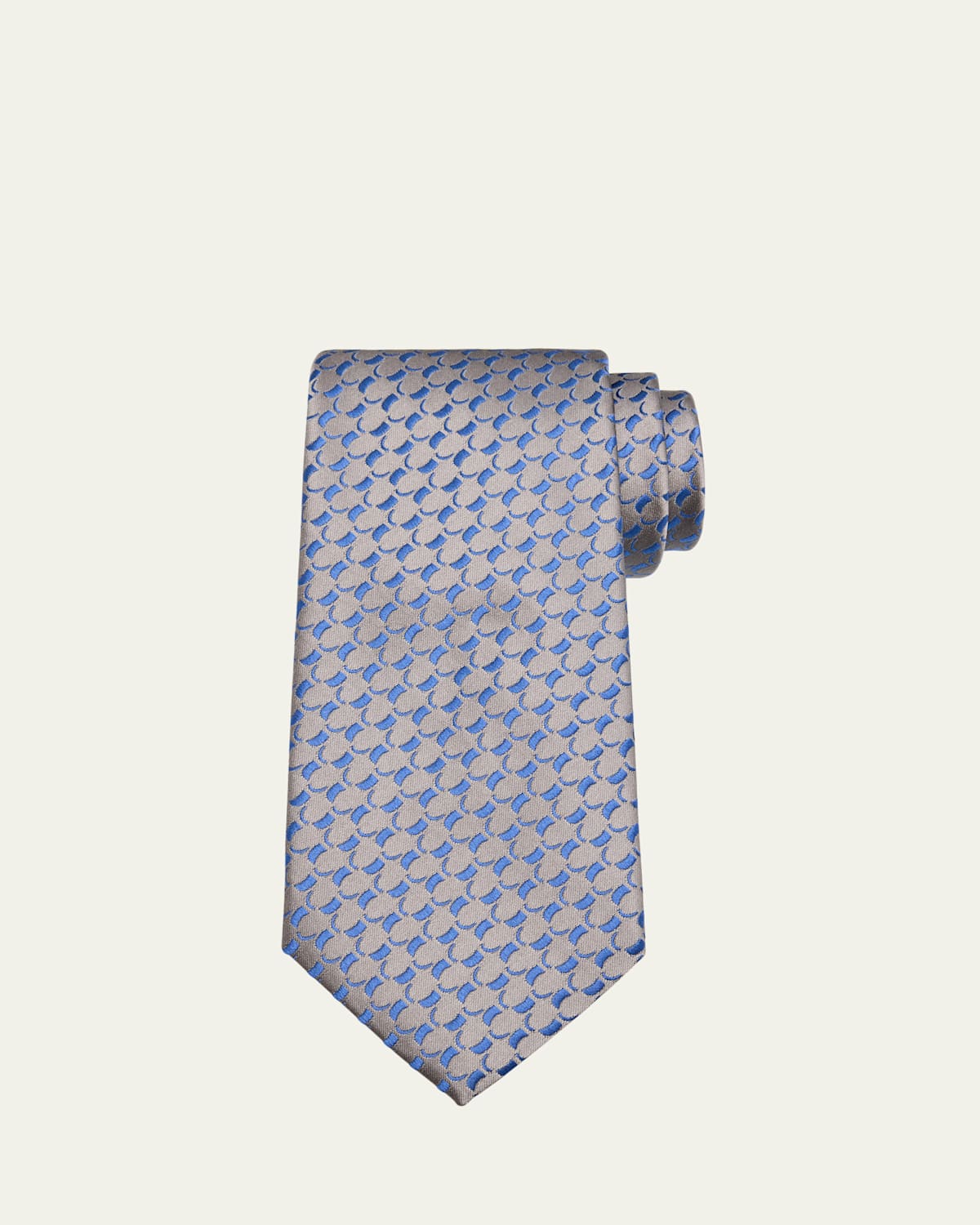 Charvet Men's U-pattern Silk Tie In 19-gry