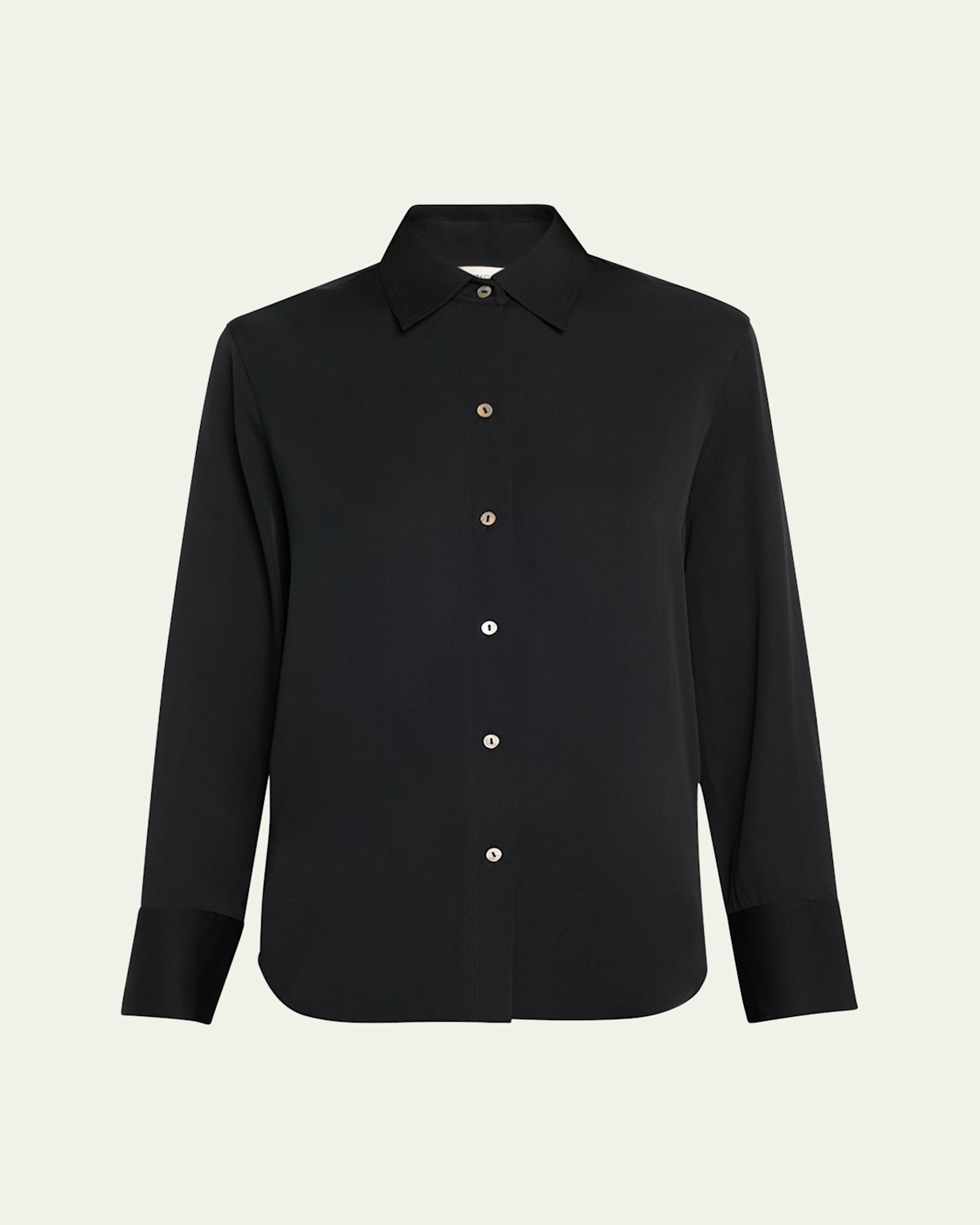Vince Classic Button-front Blouse In Black
