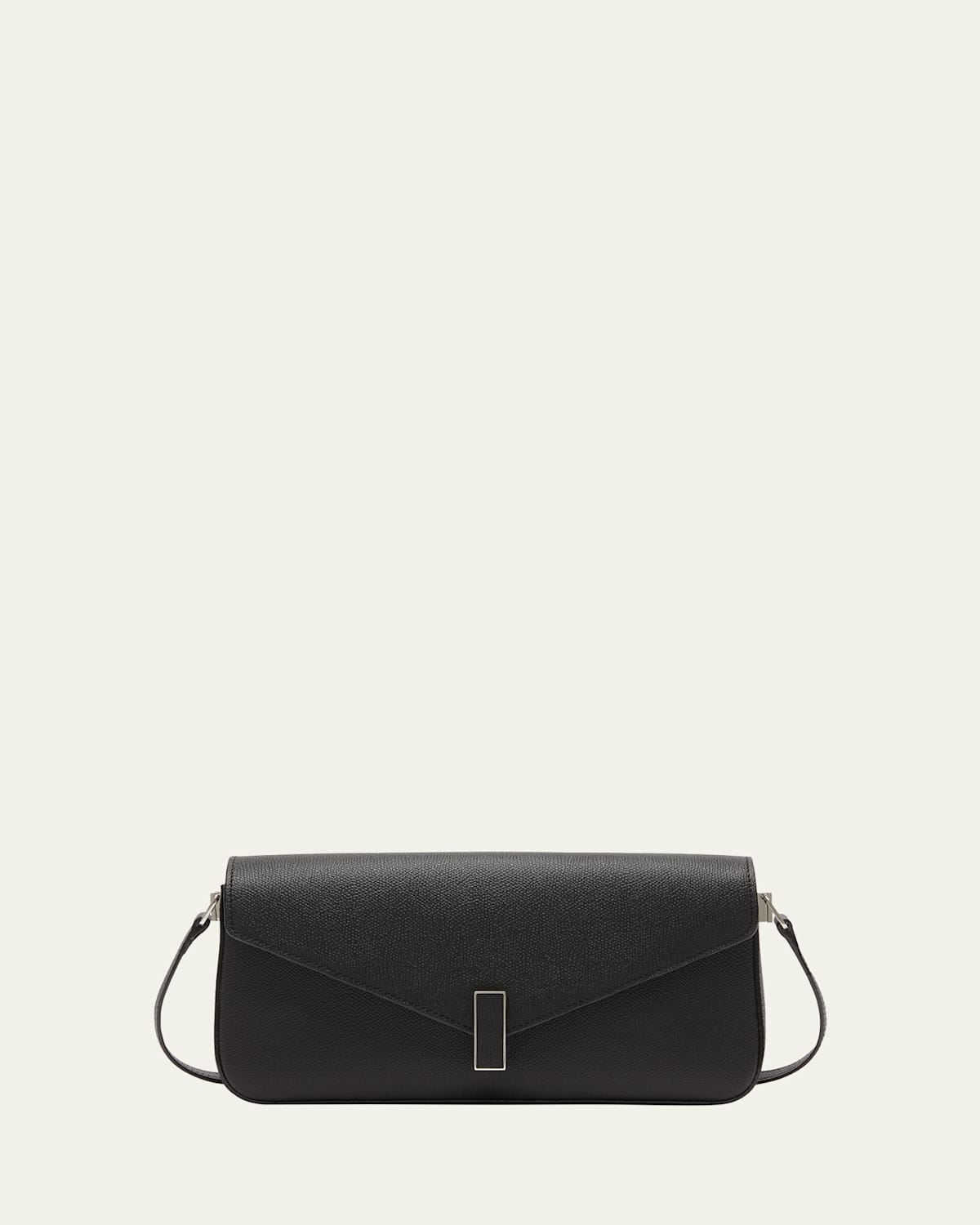 Valextra Iside Flap Leather Shoulder Bag In Nero Nn