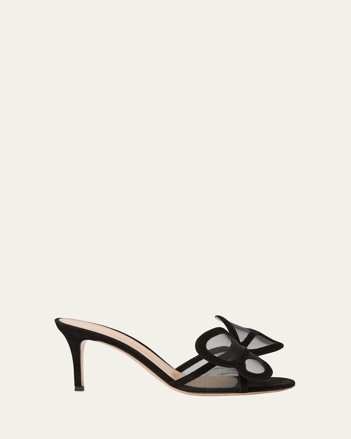 GIANVITO ROSSI CAMOSCIO MESH AND LEATHER BUTTERFLY SANDALS 