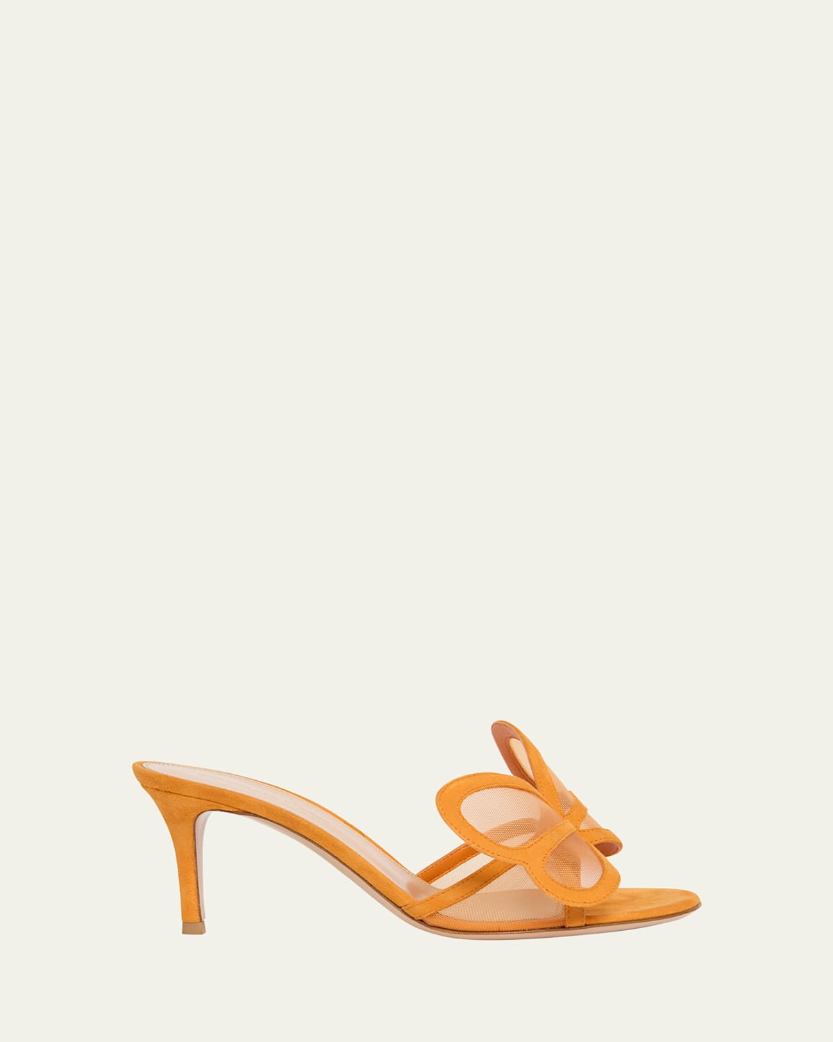 GIANVITO ROSSI CAMOSCIO MESH AND LEATHER BUTTERFLY SANDALS 