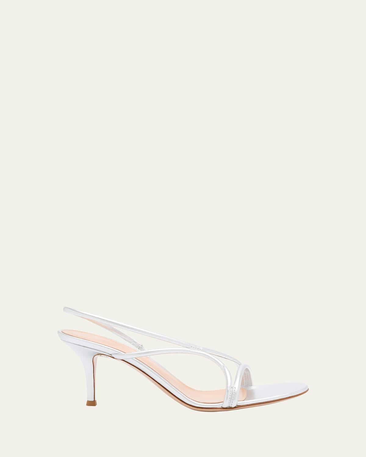Gianvito Rossi Metallic Nappa Strappy Slingback Sandals In Argento