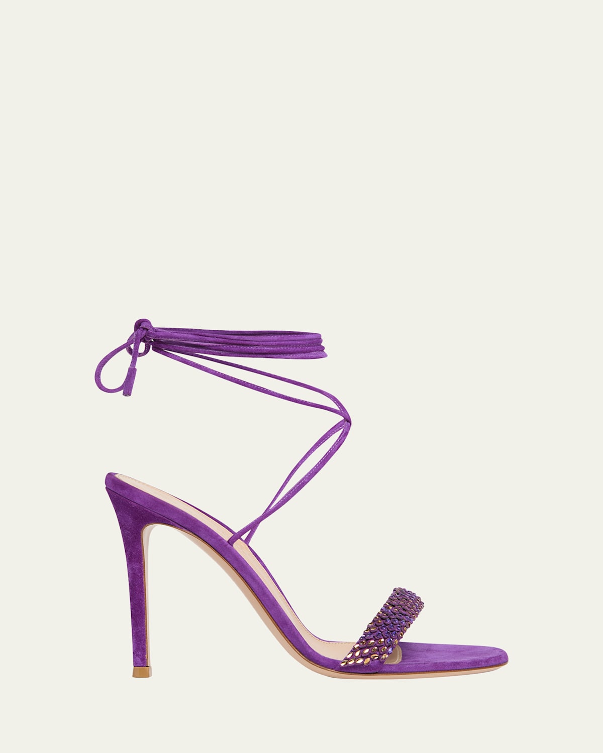 Gianvito Rossi Multicolor Crystal Suede Ankle-strap Sandals In Orchid