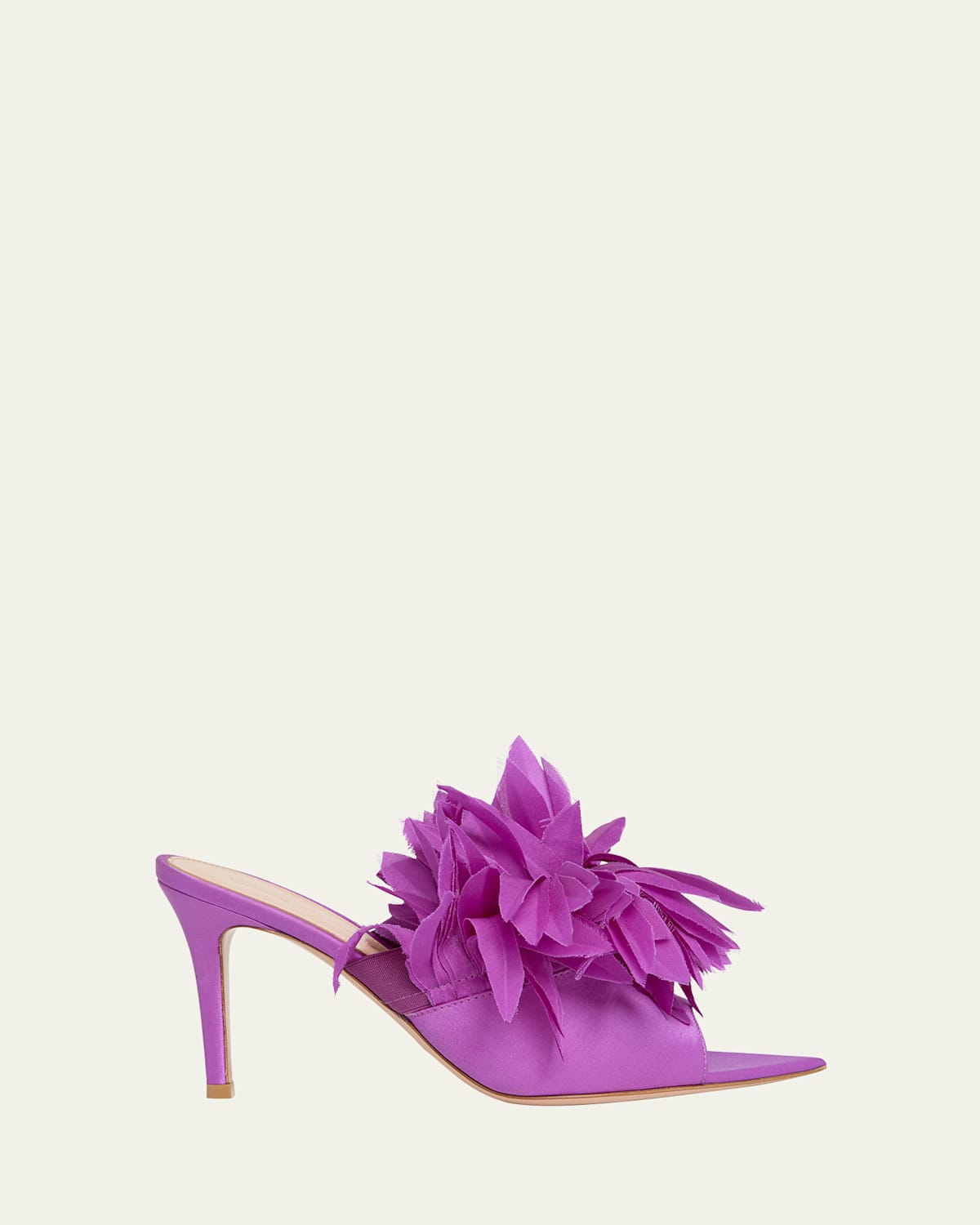 Gianvito Rossi Crepe Feather Pointed-toe Sandals In Orchid
