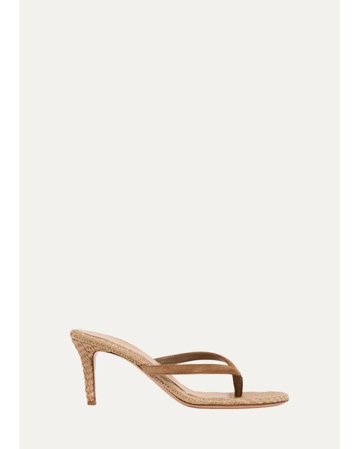 Raffia Heeled Thong Sandals