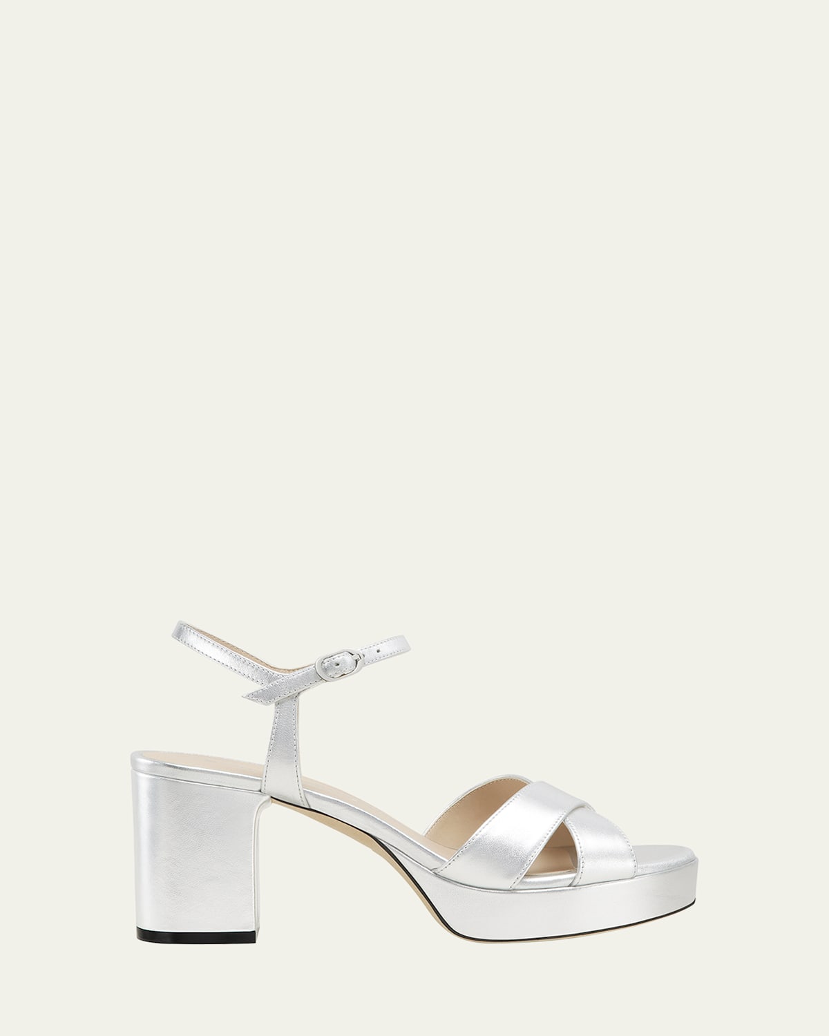Stuart Weitzman Dayna Ankle Strap Platform Sandal In Silver