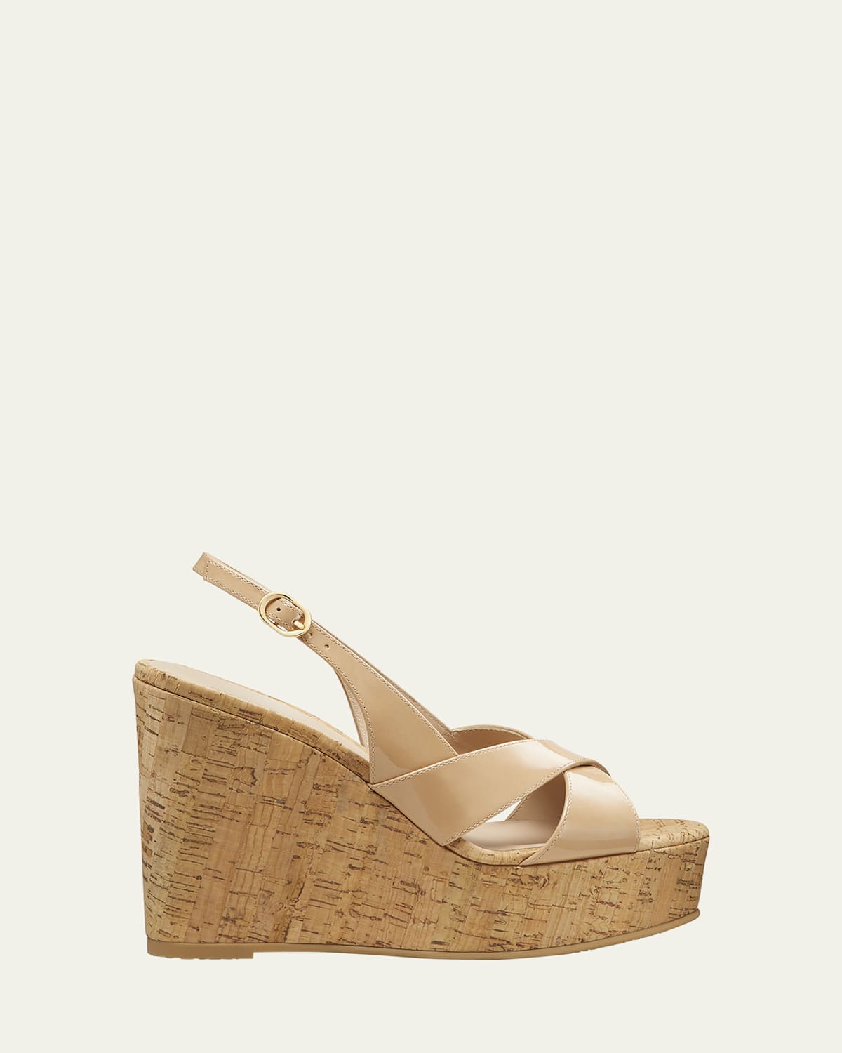 Stuart Weitzman Dayna Patent Crisscross Wedge Platform Sandals