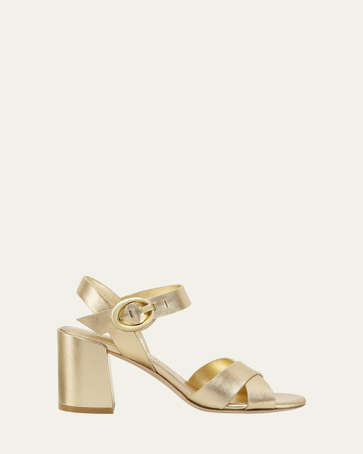 Stuart Weitzman Benni Metallic Block-heel Sandals