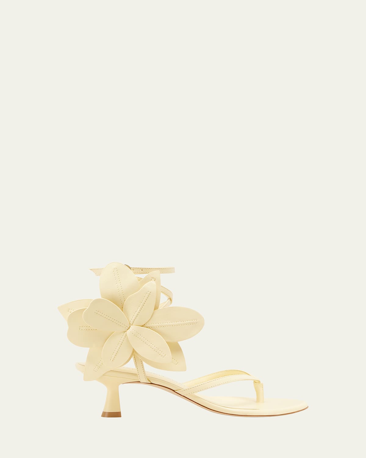 Stuart Weitzman Paradise 50 Flower Leather Kitten Sandals