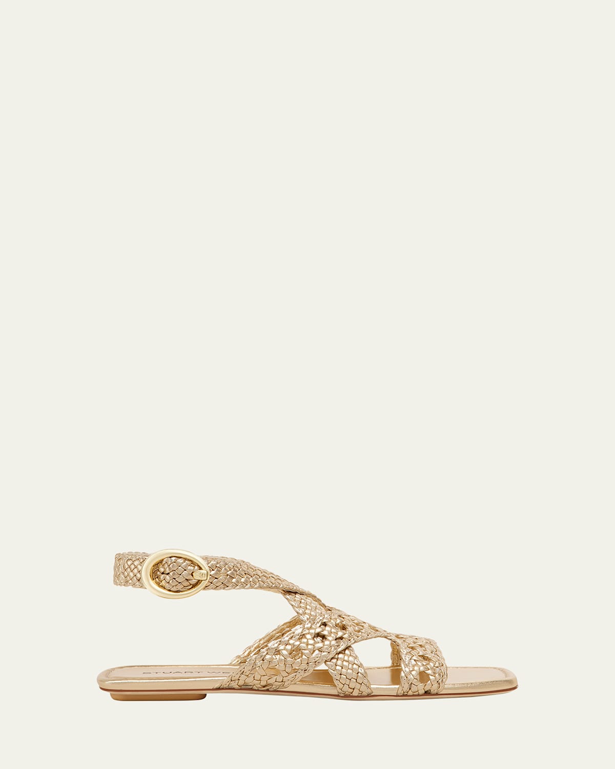 Stuart Weitzman Thea Metallic Braided Slingback Sandals