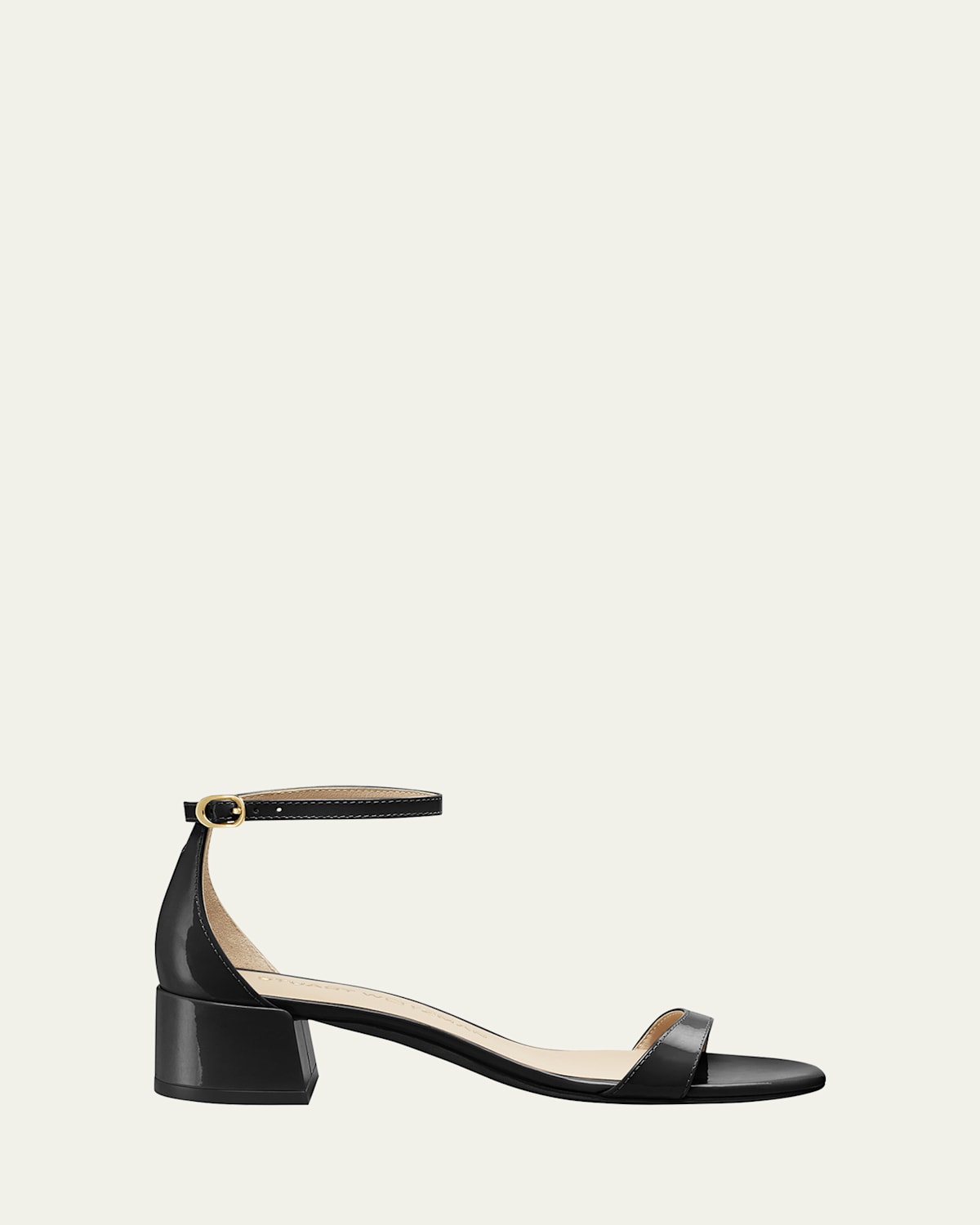Stuart Weitzman Nudist Patent Ankle-strap Sandals In Black