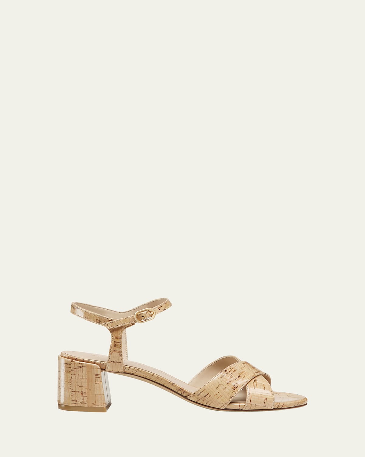 Stuart Weitzman Dayna Cork Crisscross Ankle-strap Sandals
