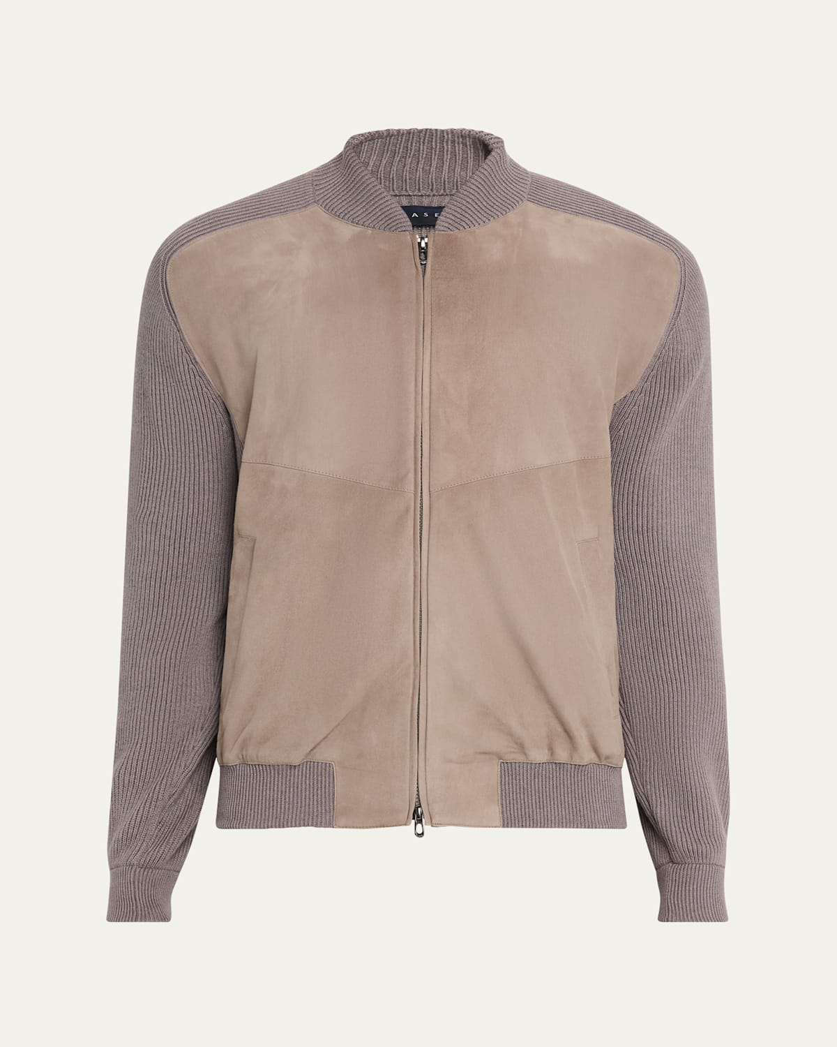 Men's Knit and Suede Bomber Jacket