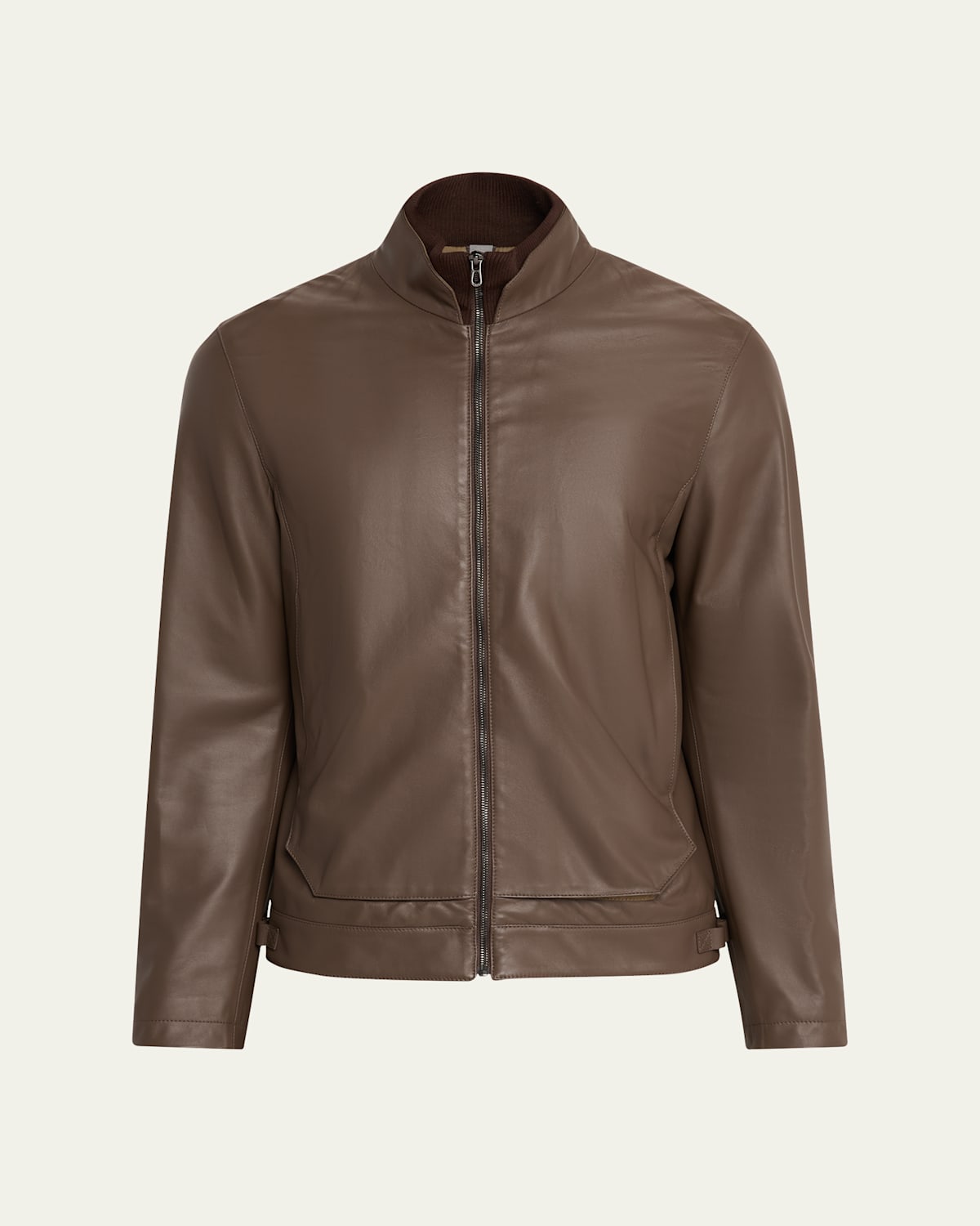 Men's Wool-Lined Leather Biker Jacket