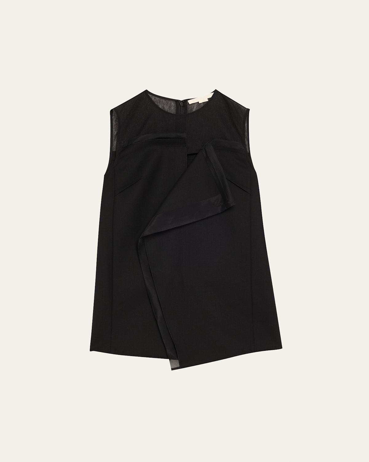 Jason Wu Collection Asymmetrical Draped Slub Suiting Top In Black