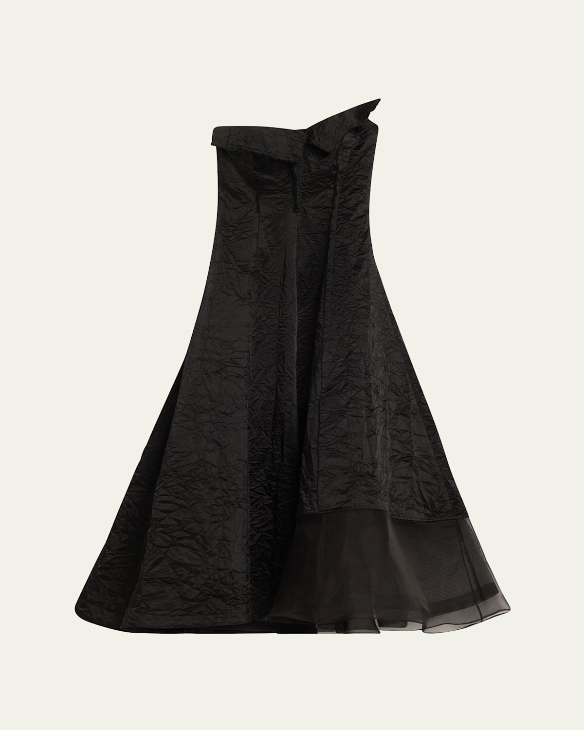 Jason Wu Collection Crushed Satin Deconstructed Strapless Gown In Black