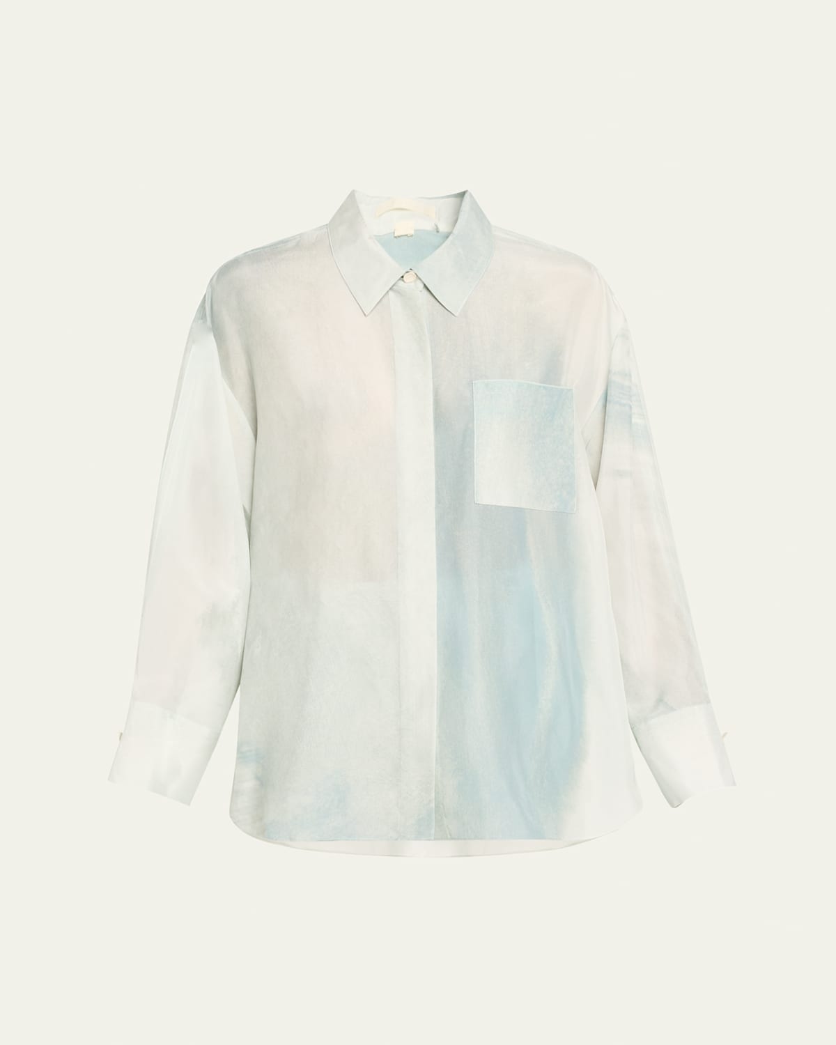 Jason Wu Collection Oversized Button-up Silk Habotai Shirt In Ice Blue Wash