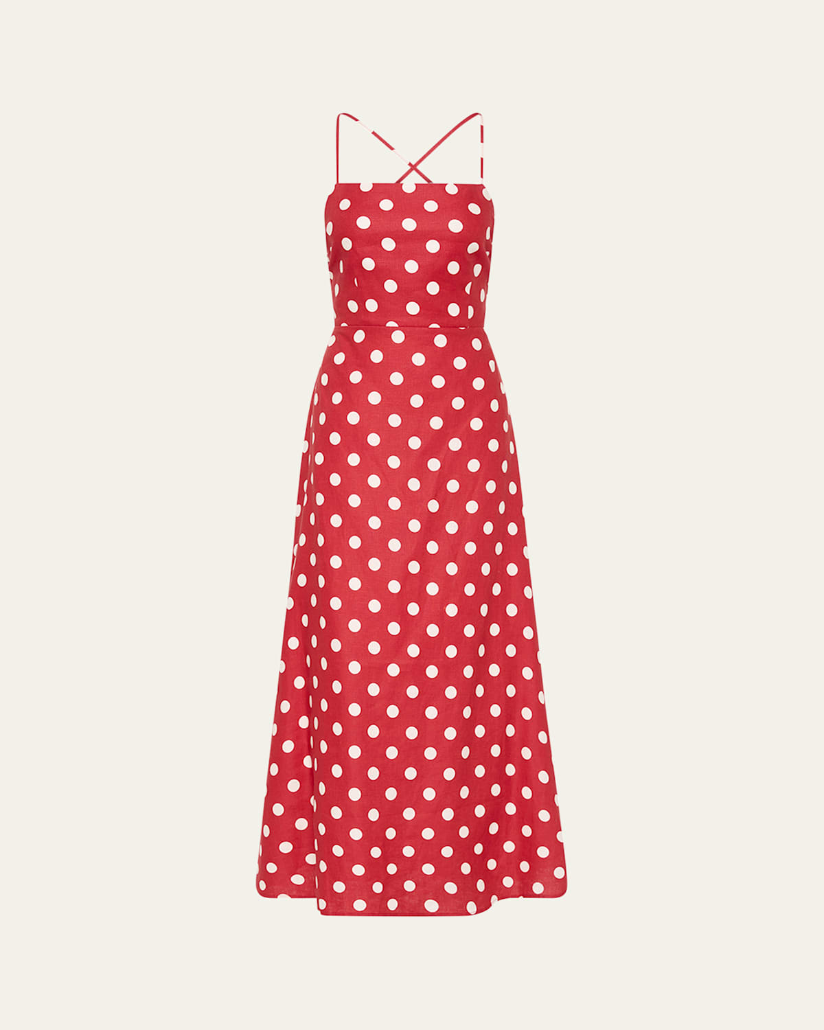 POSSE LORI POLKA-DOT LINEN MAXI DRESS 