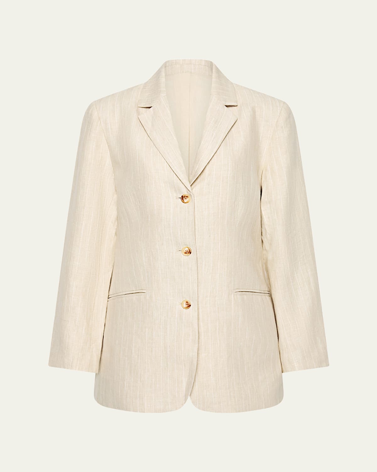 Leon Single-Breasted Pinstripe Linen Blazer