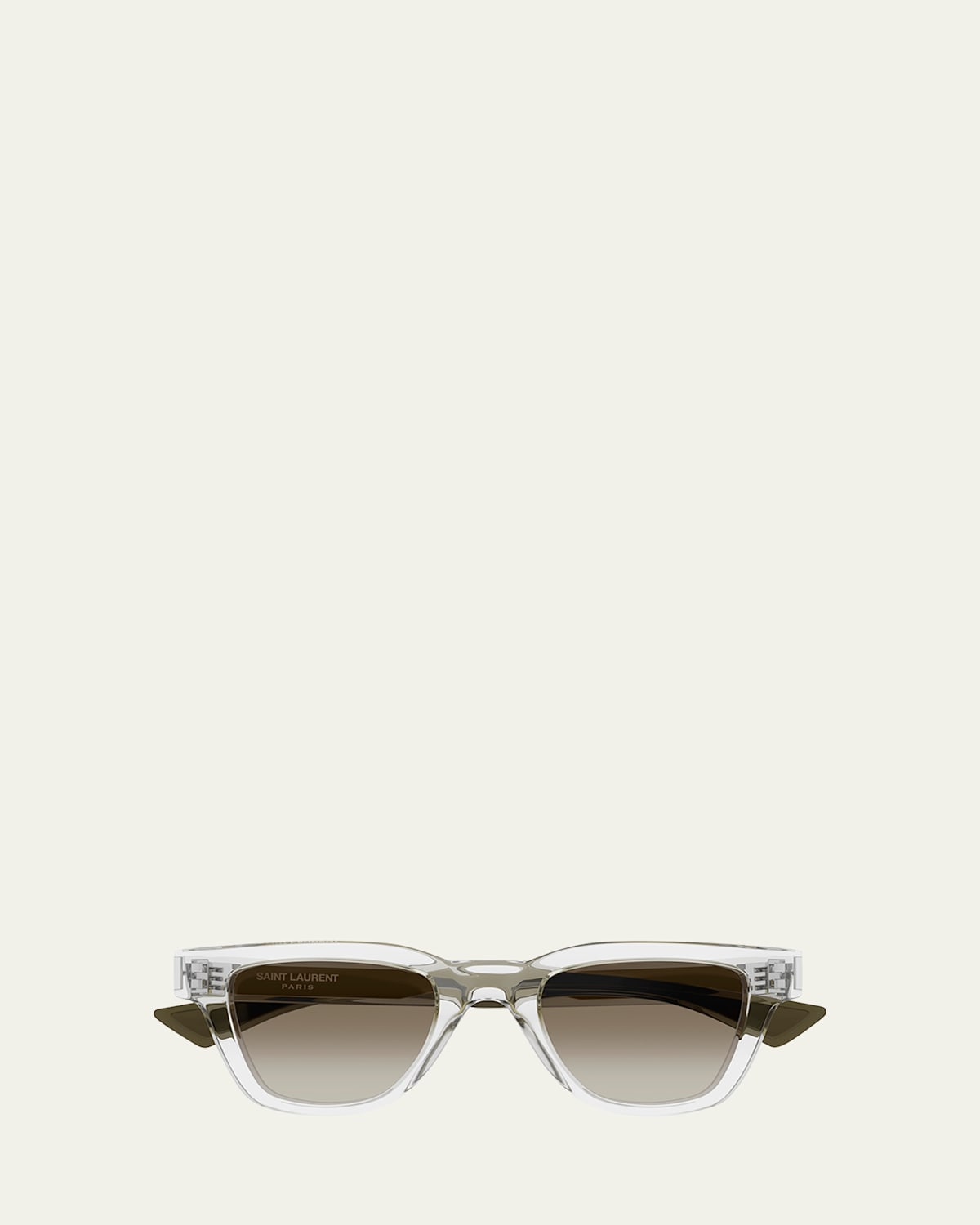 Saint Laurent Men's Sl 789 Jacquesm Acetate Rectangle Sunglasses In Shiny Transparent Crystal