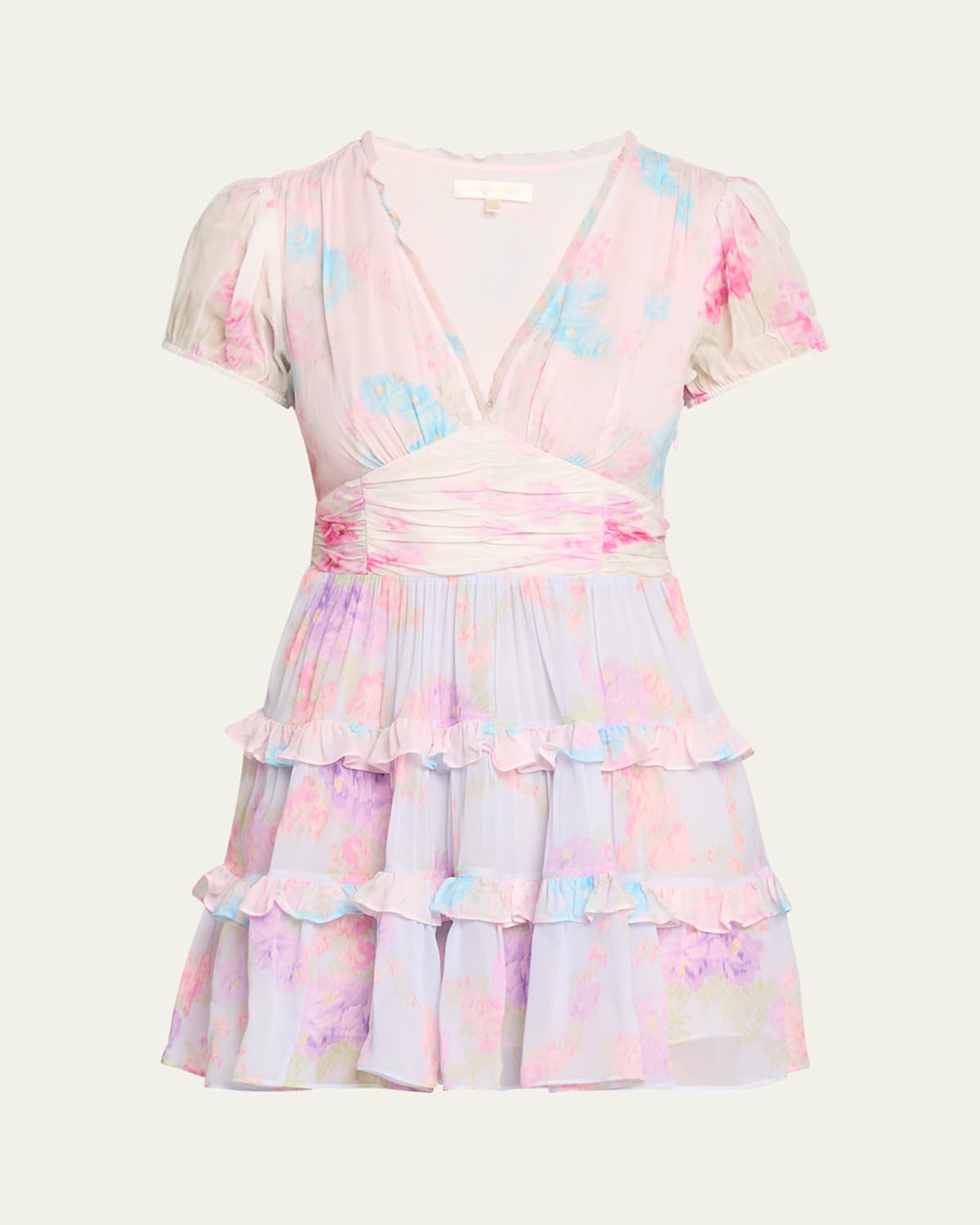 Loveshackfancy Spirea Printed Ruffle Tiered Dress In Sunset Shore