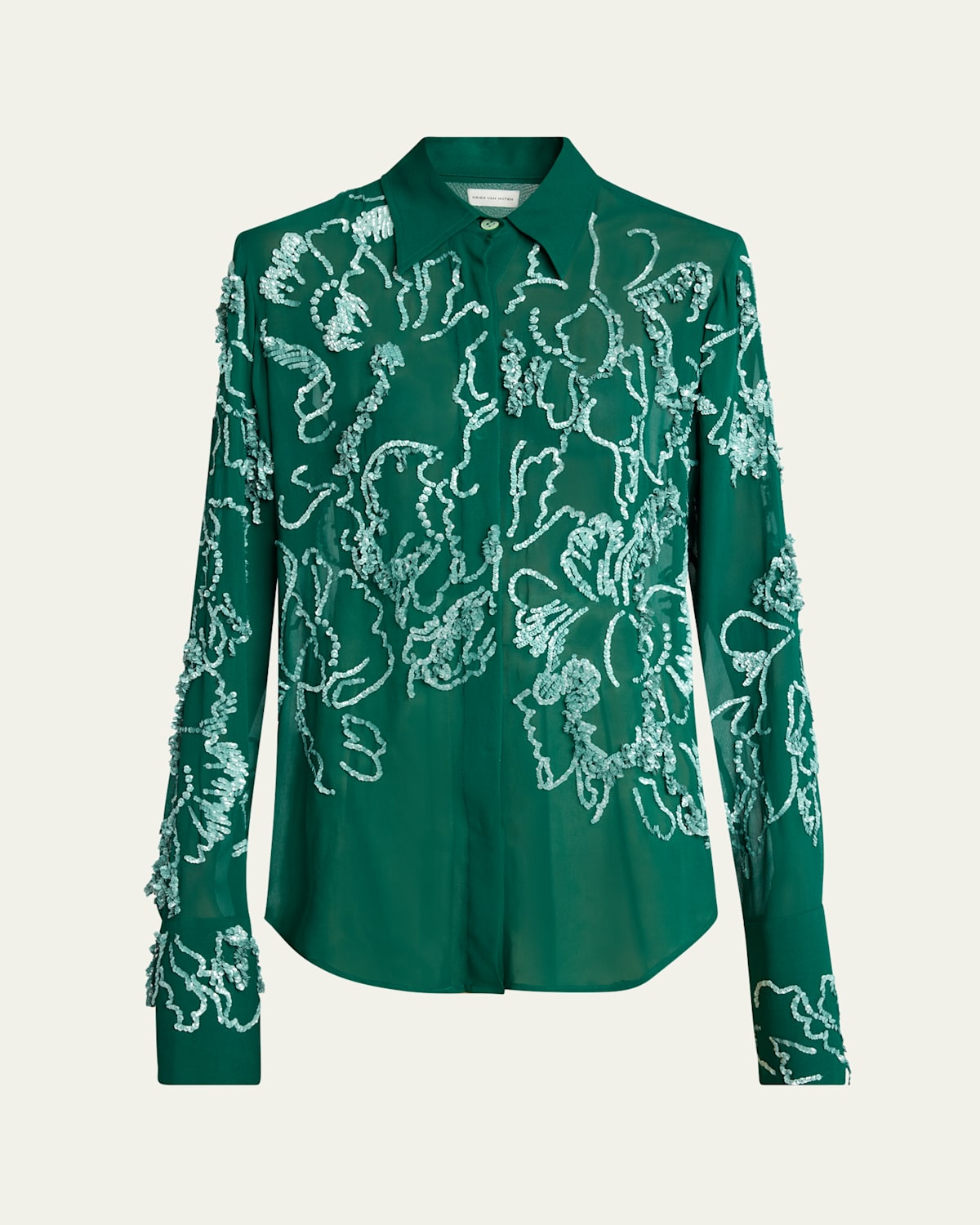 Dries Van Noten Celina Sequined Button Down Shirt