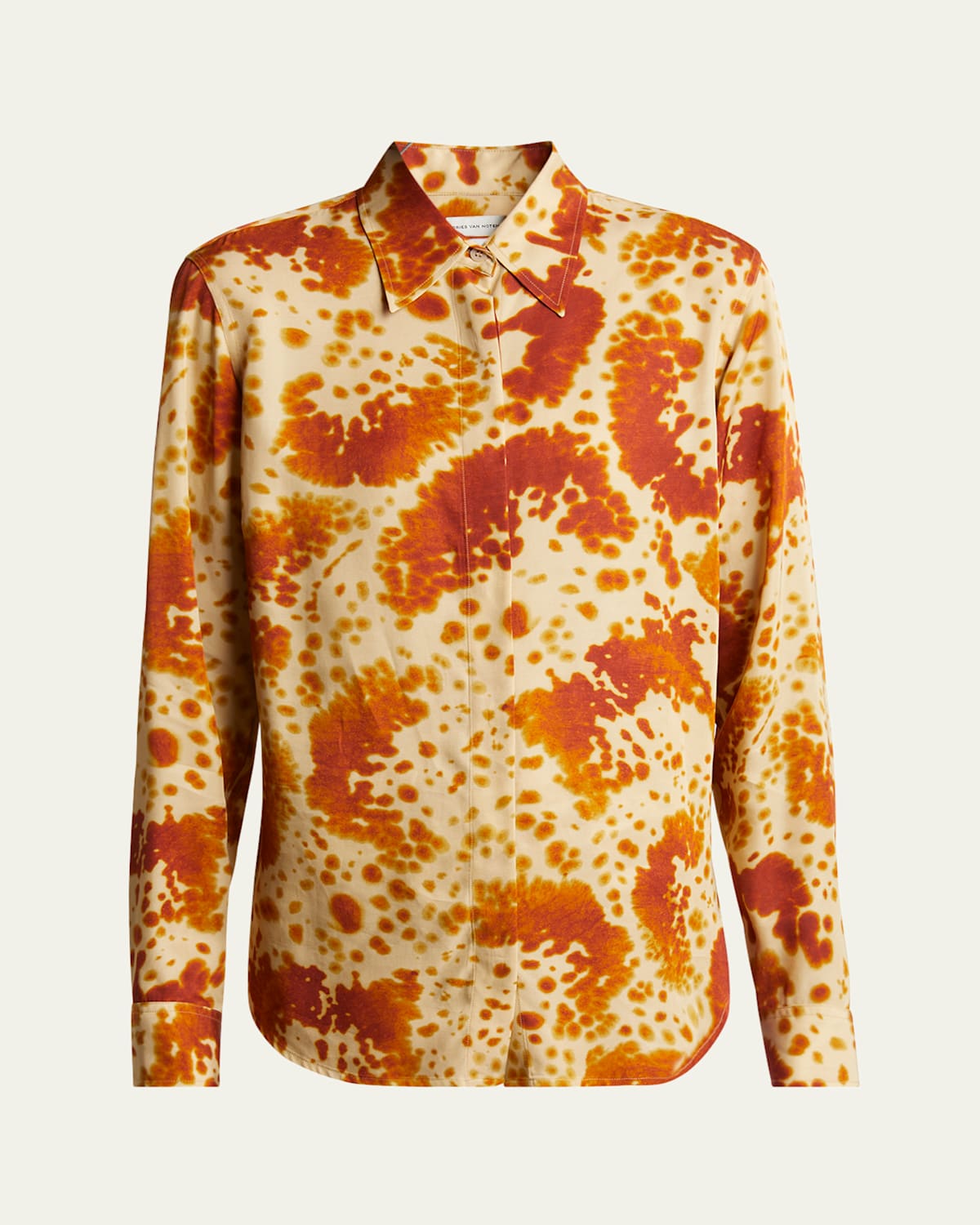 Dries Van Noten Chowy Abstract Button Down Shirt In Rust