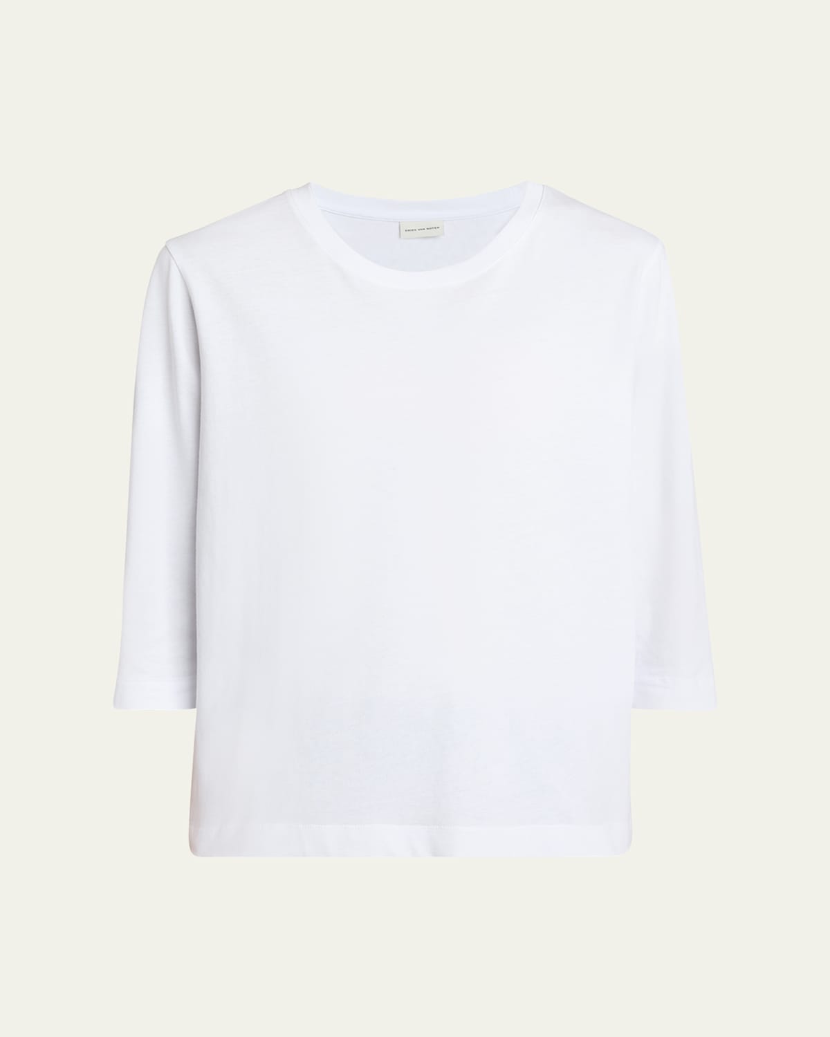 Dries Van Noten Hefiz Three Quarter Sleeve Cotton T-shirt In White