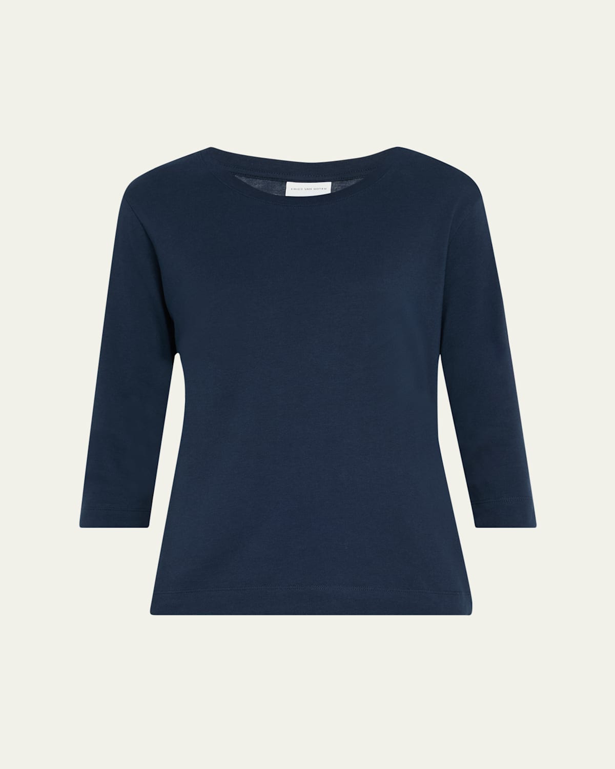 Dries Van Noten Hefiz Three Quarter Sleeve Cotton T-shirt In Navy