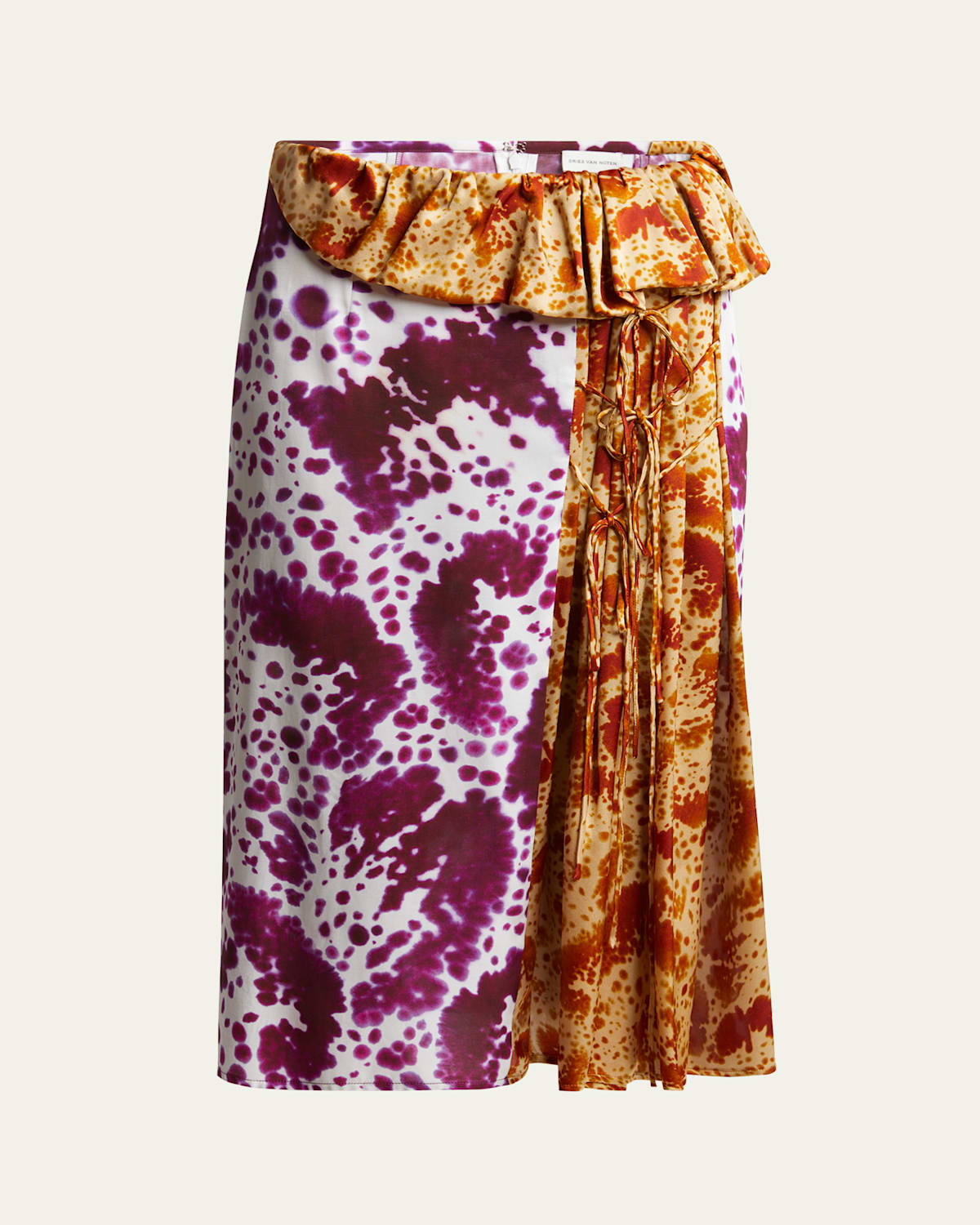 Dries Van Noten Sebia Two-tone Abstract Printed Midi Skirt