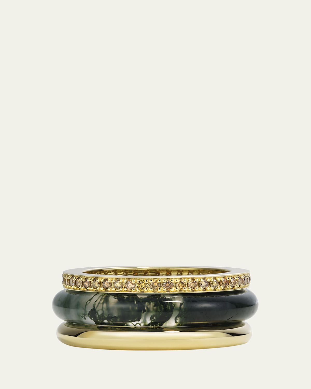 Slim Ring Stack, Moss Agate