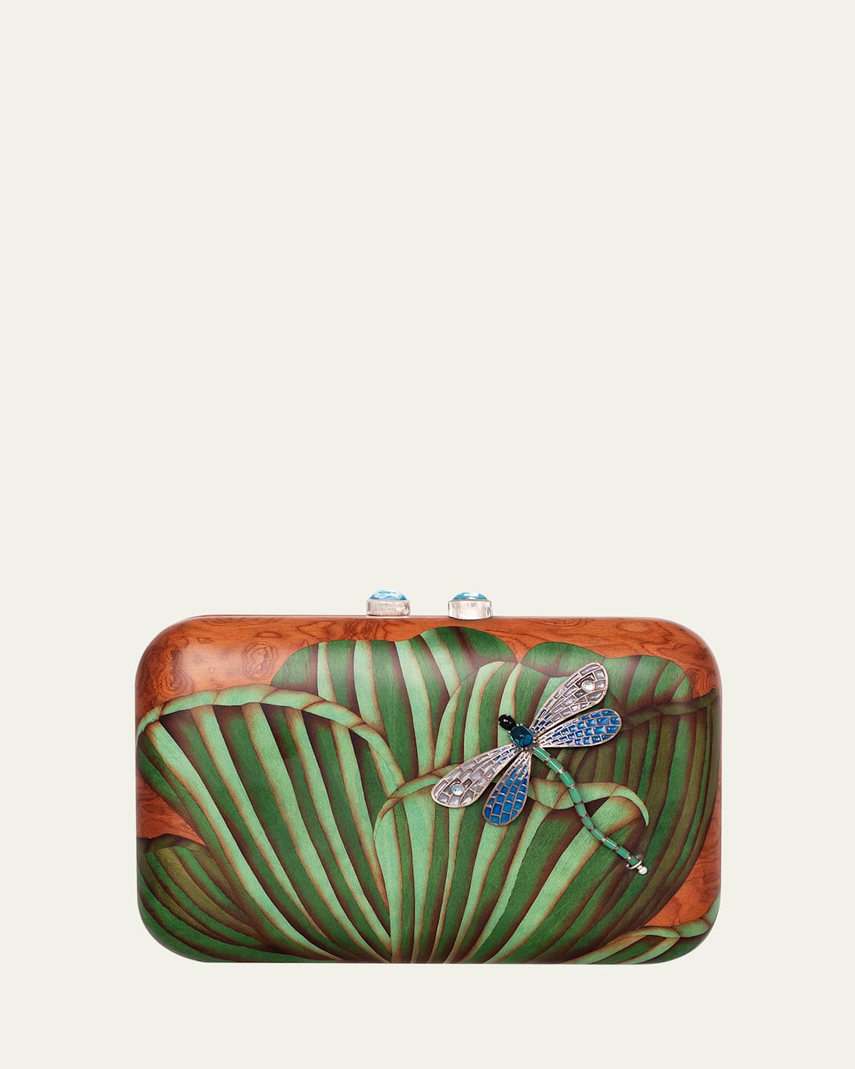 x Luz Camino Marquetry Clutch with Detachable Dragonfly Brooch