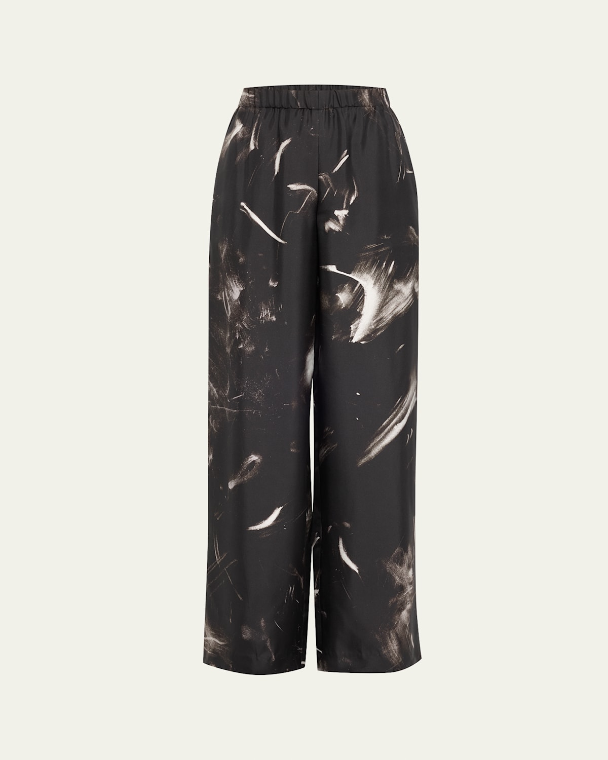 Lafayette 148 Plus-size Charcoal Print Silk Twill Riverside Pant In Black Multi