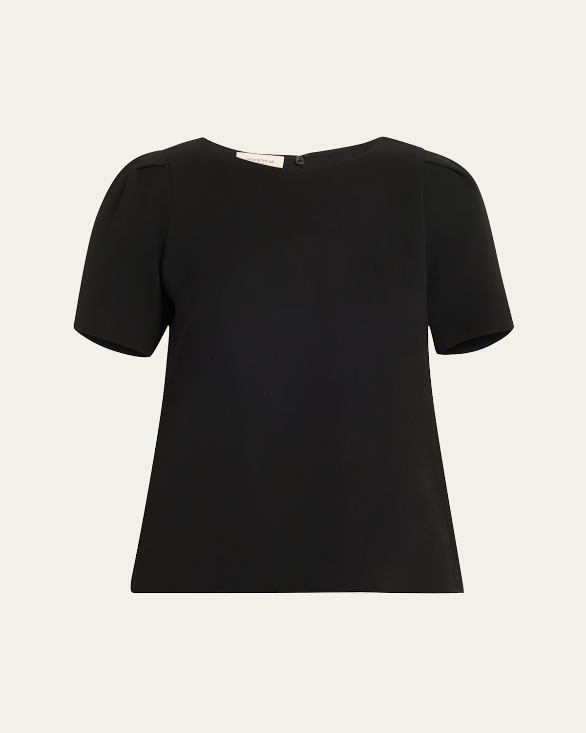Lafayette 148 Puff-sleeve Crepe Blouse In Black