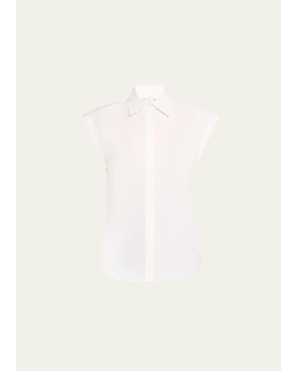 Fitted Cap-Sleeve Cotton Shirt