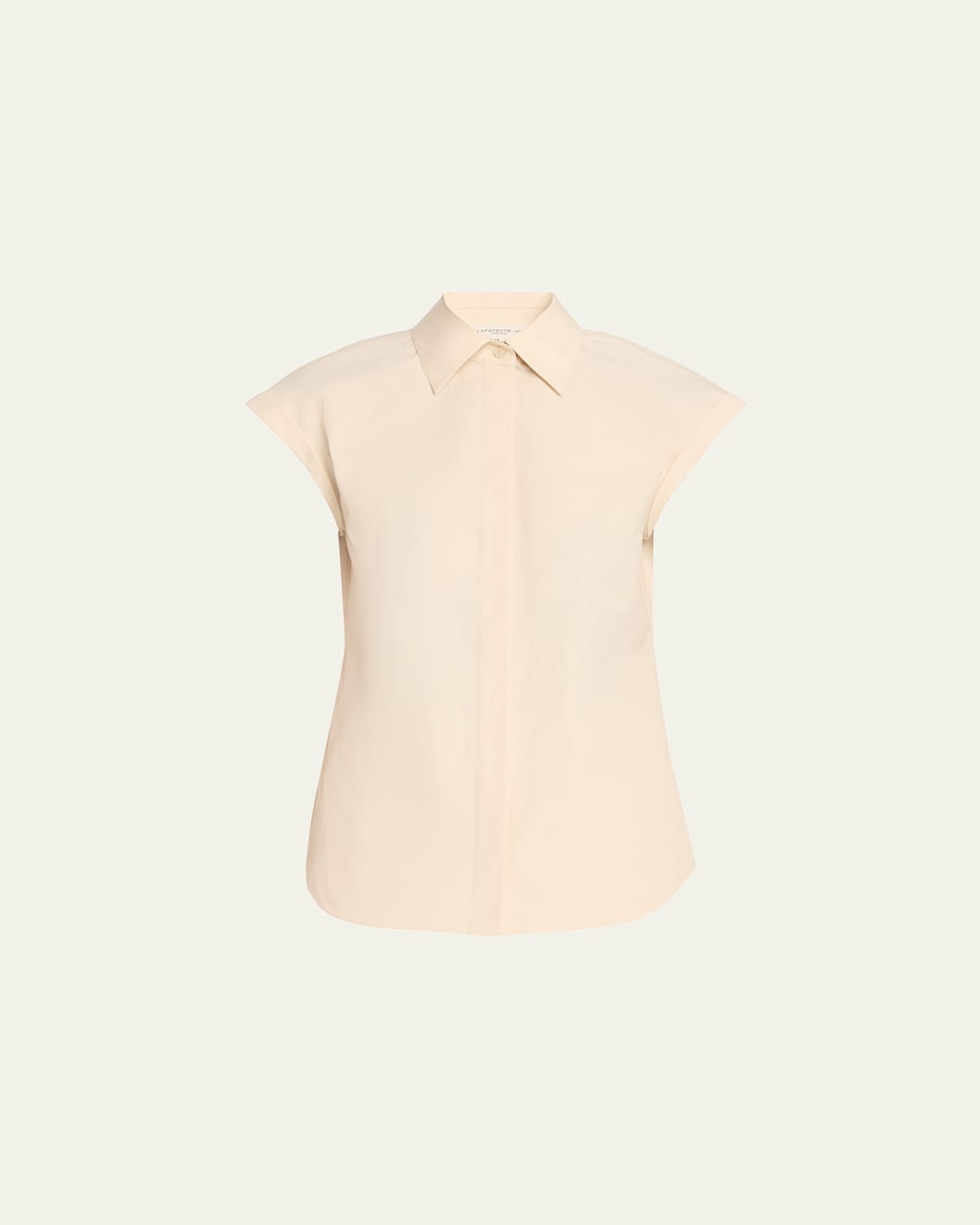 Fitted Cap-Sleeve Cotton Shirt