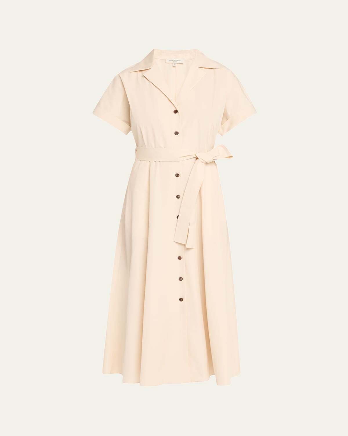 Belted A-Line Cotton Midi Shirtdress