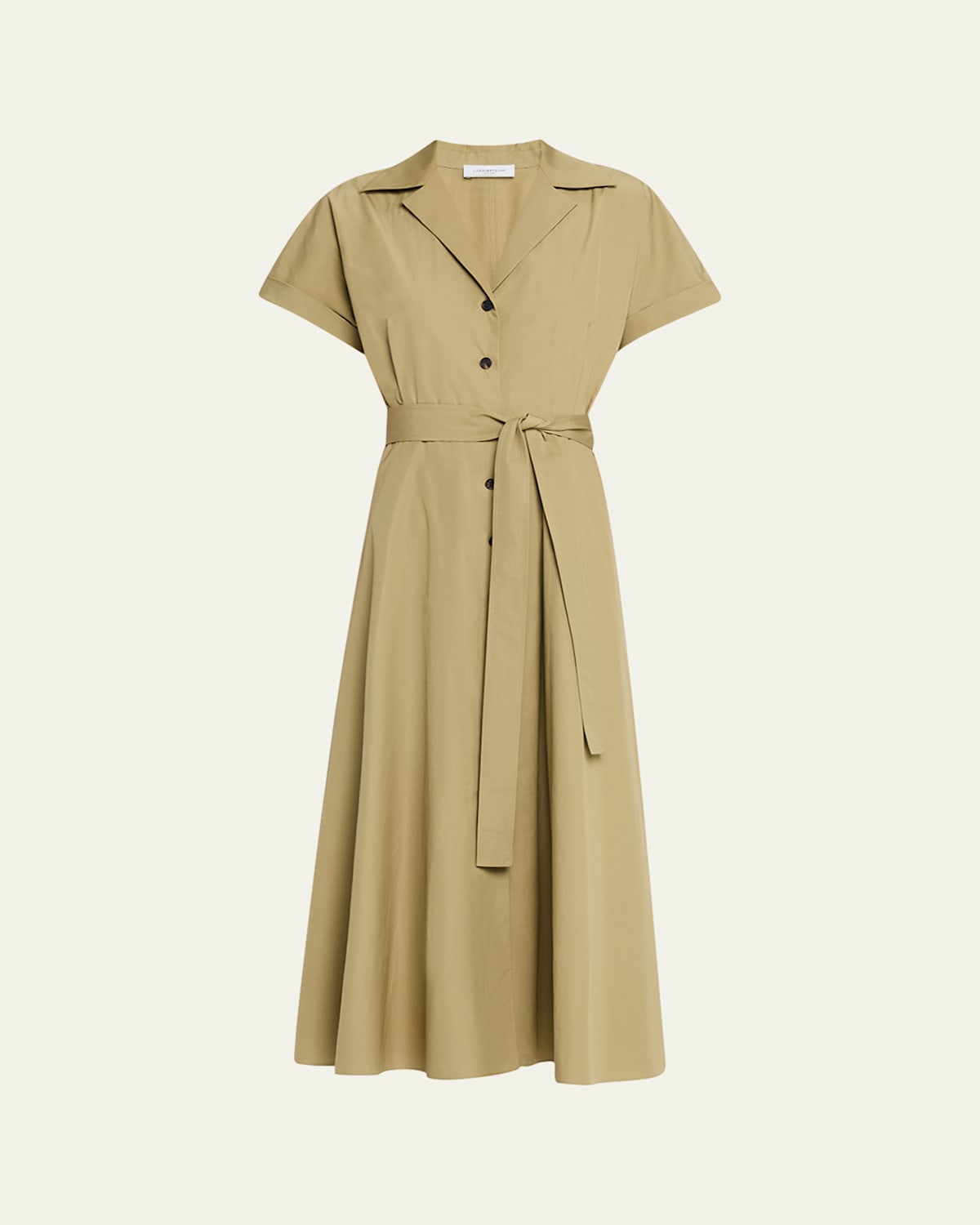Belted A-Line Cotton Midi Shirtdress