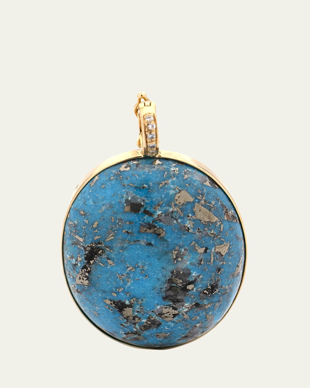 FARAONE MENNELLA by R.F.M.A.S. 18K Yellow Gold Turquoise and Diamond Pendant